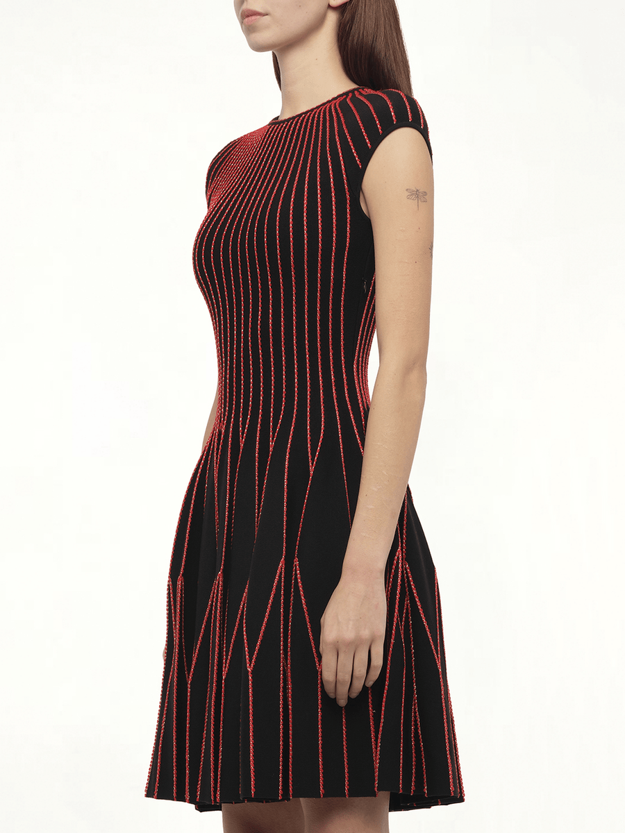 Knit Dress in Multi Black/Red