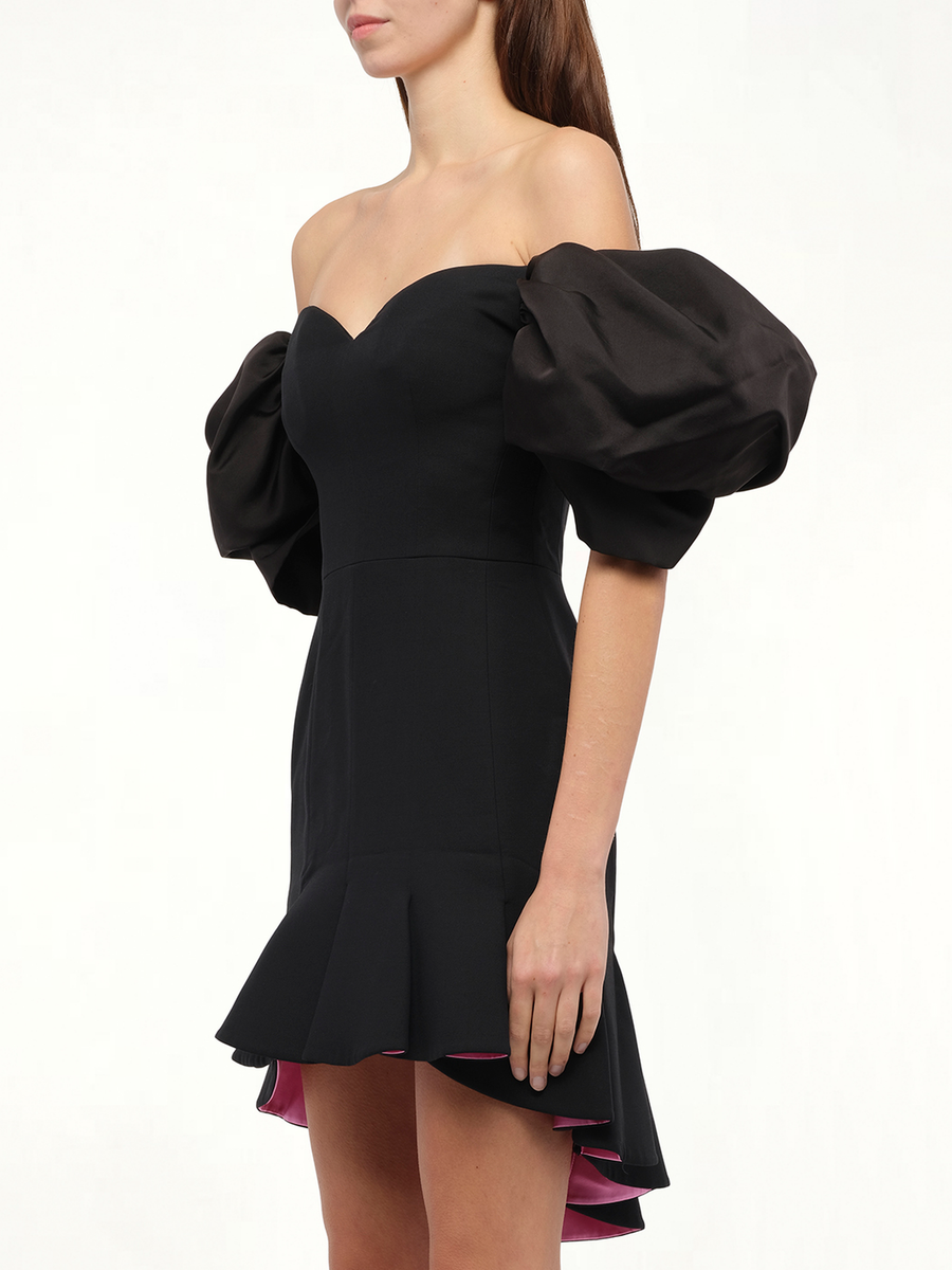 Wool Silk Dress in Black