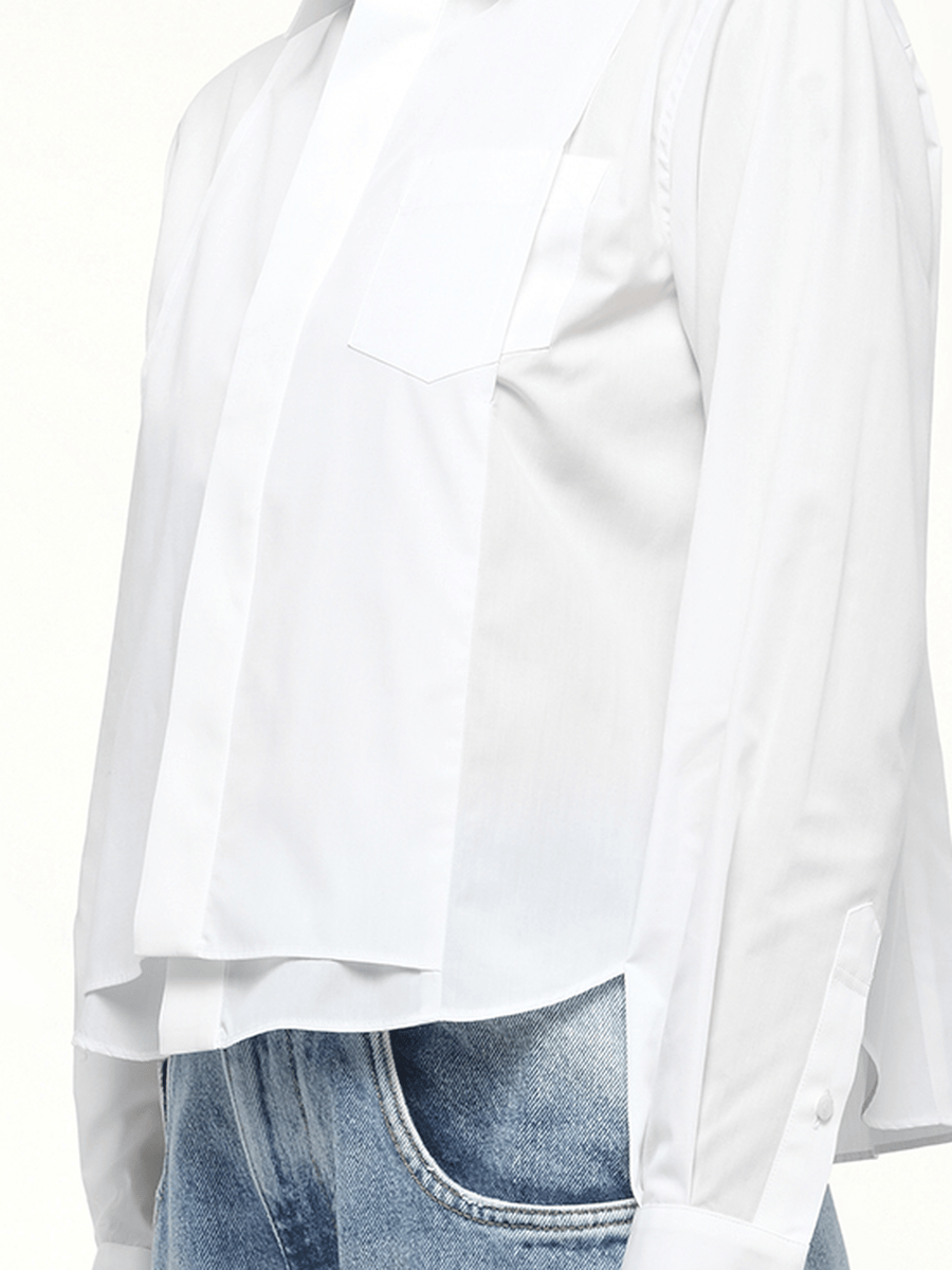 Layered Poplin Shirt in Off White