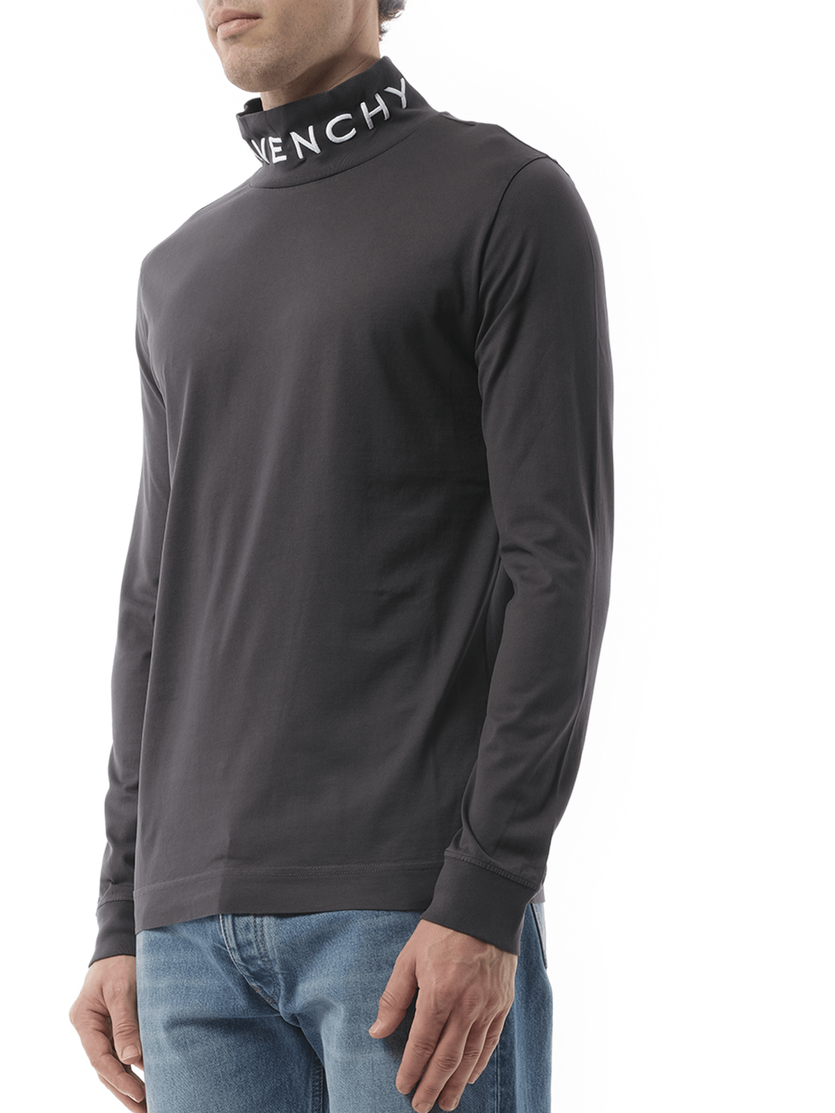 Givenchy Faded Logo Dyed Long Sleeve T-Shirt in Black/Grey