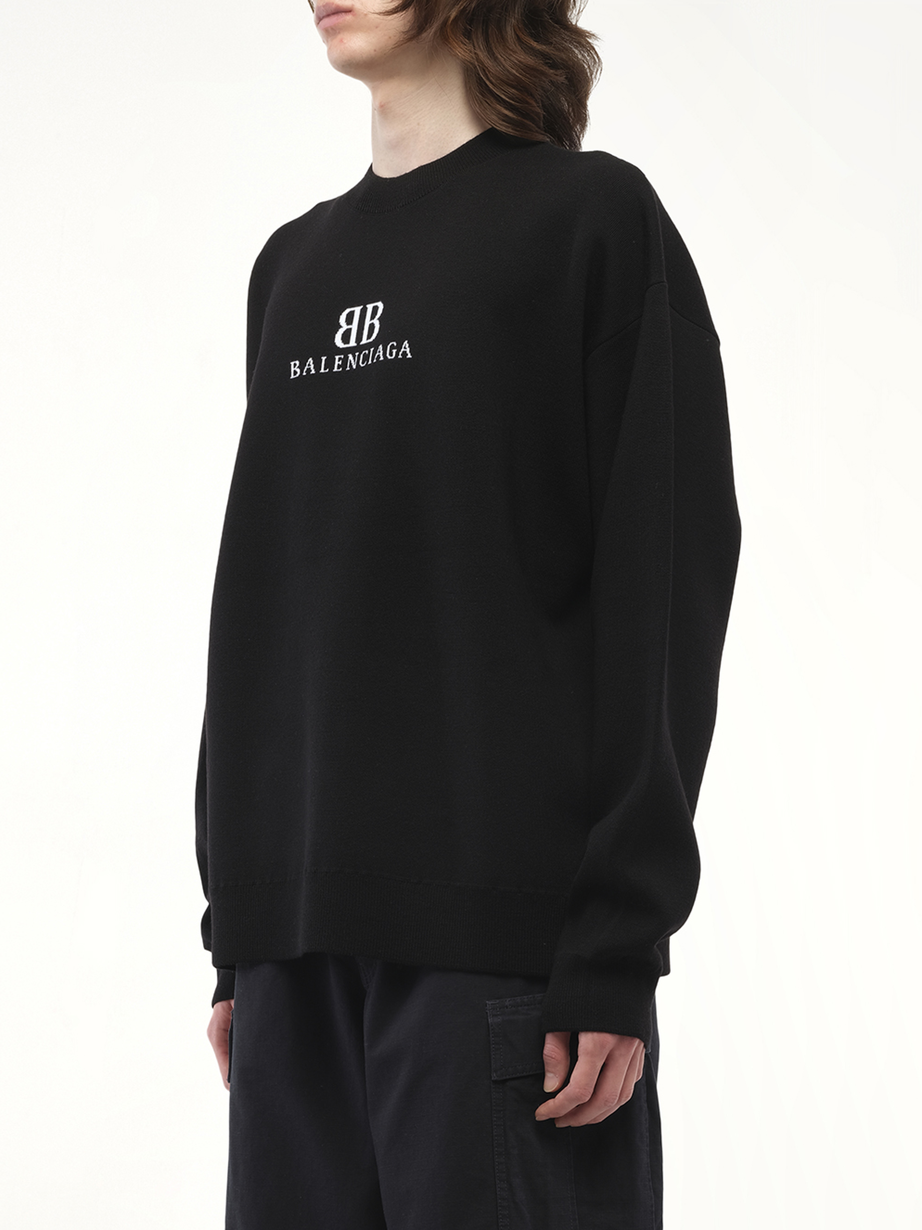 Balenciaga Crewneck Sweater in Black/White
