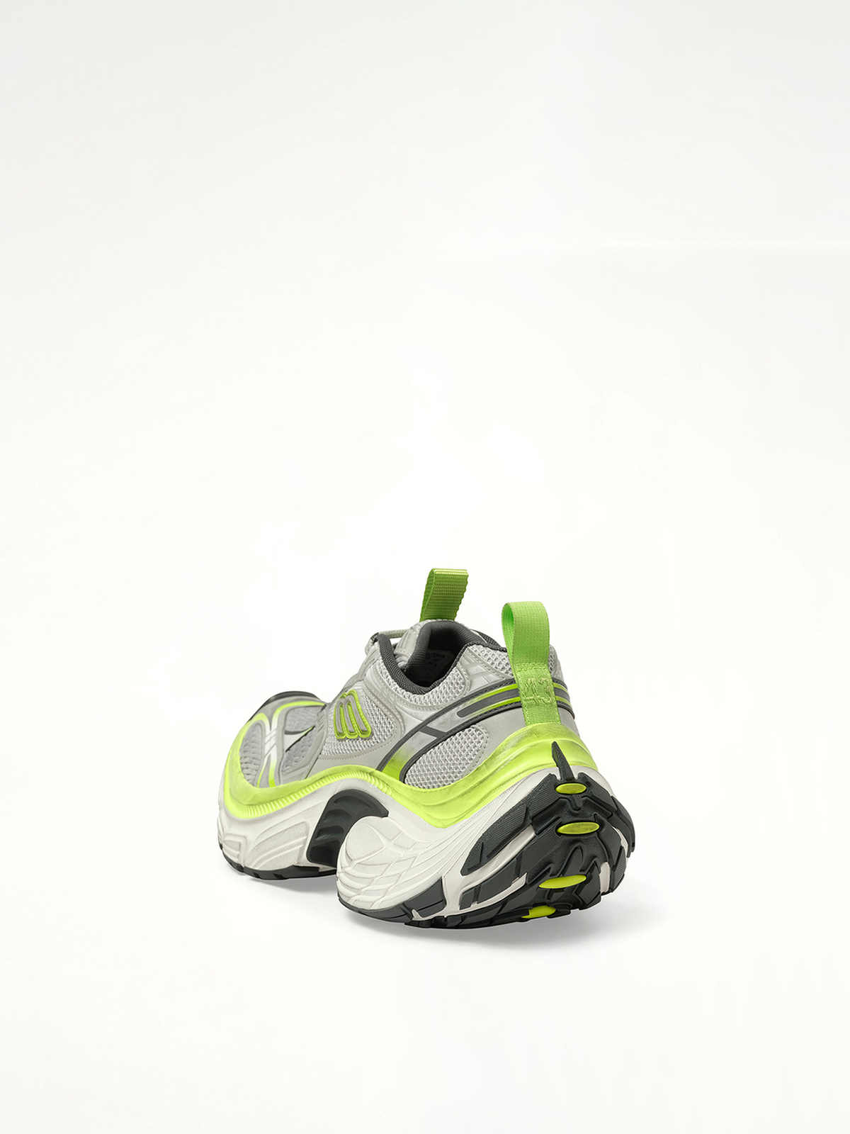 6XL Sneaker in Grey/White/Green/Fluo Yellow Back View | BALENCIAGA