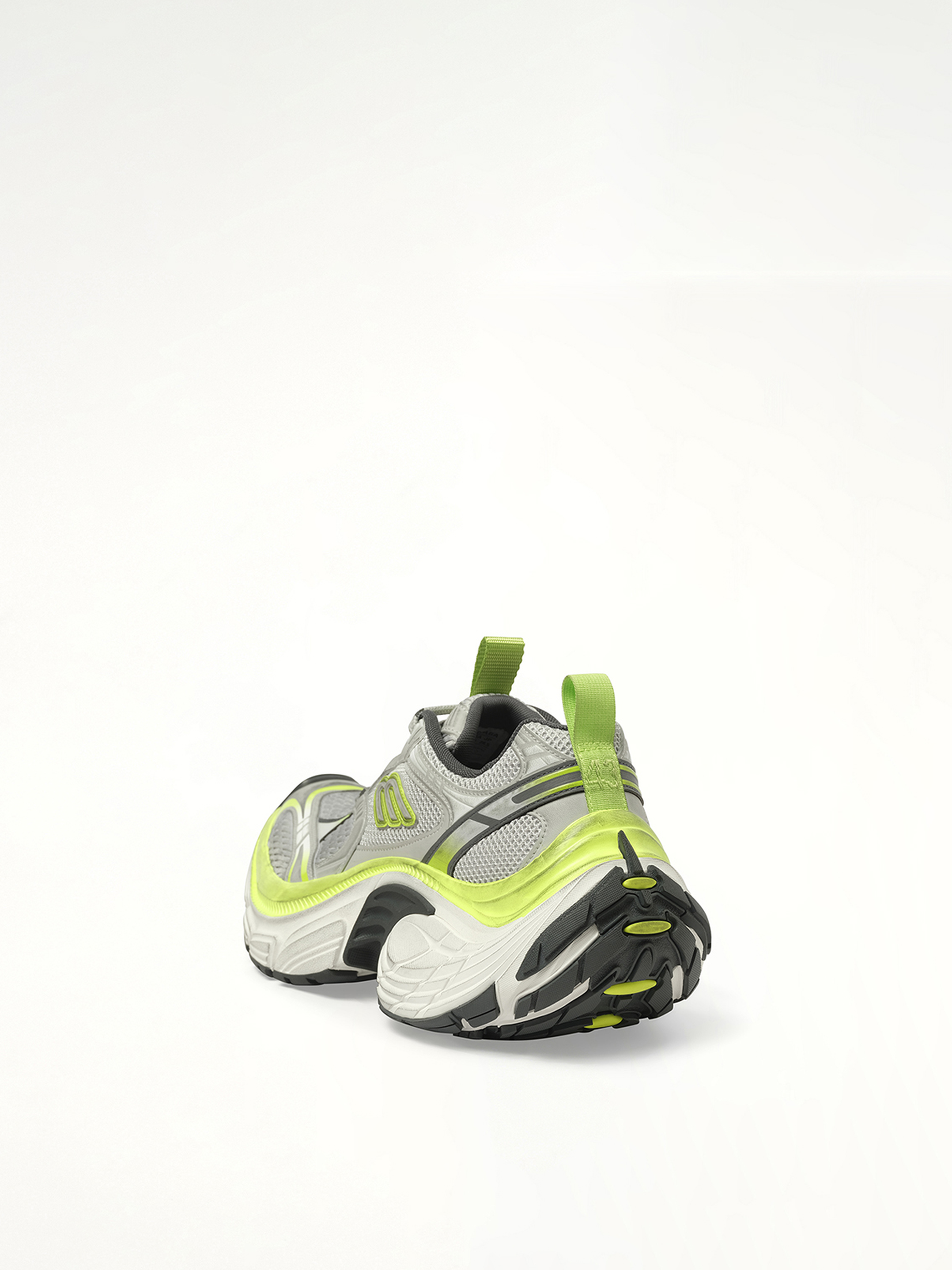6XL Sneaker in Grey/White/Green/Fluo Yellow Back View | BALENCIAGA