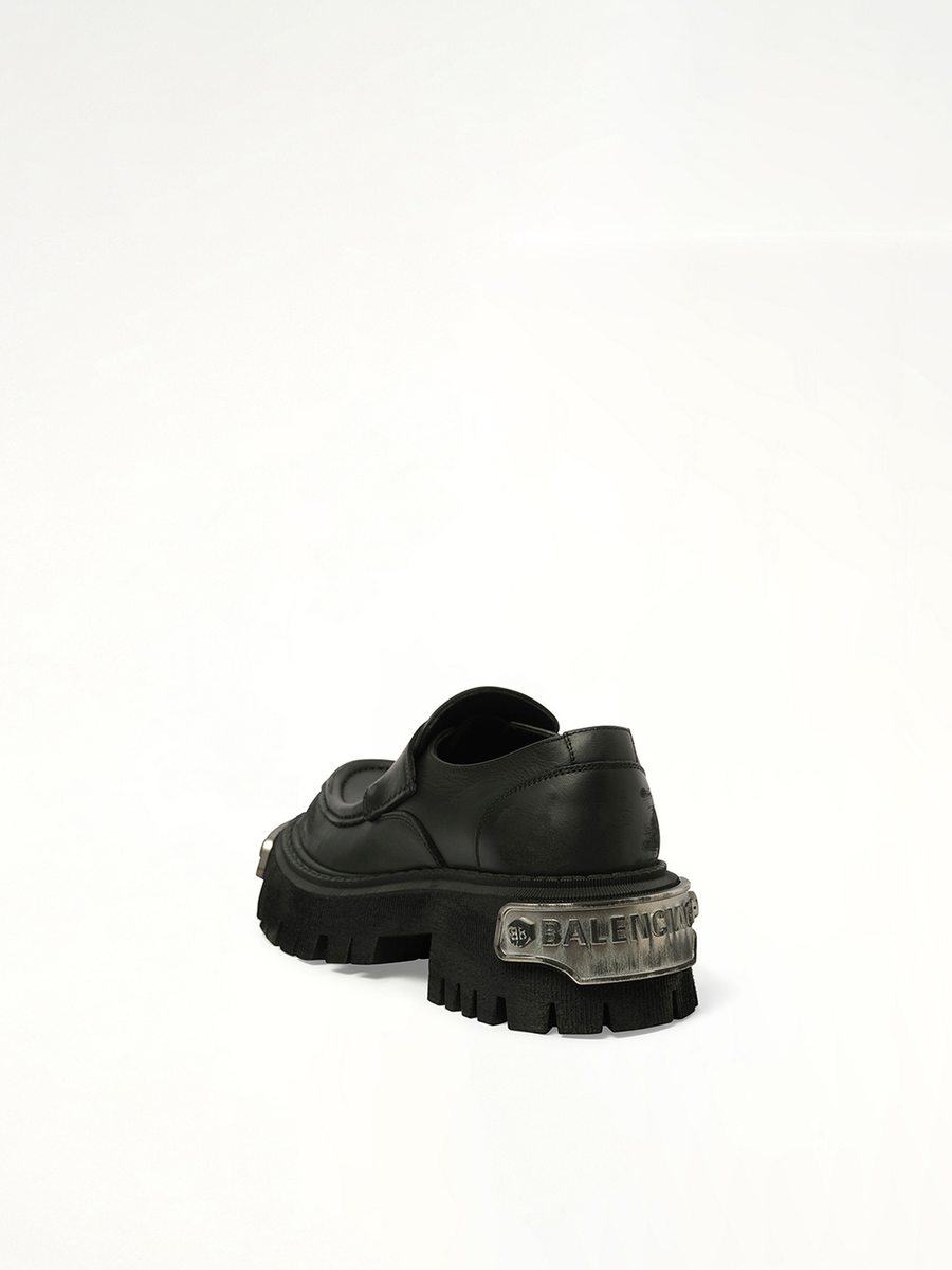 Tractor Loafer L20 in Black/Silver Back View | BALENCIAGA
