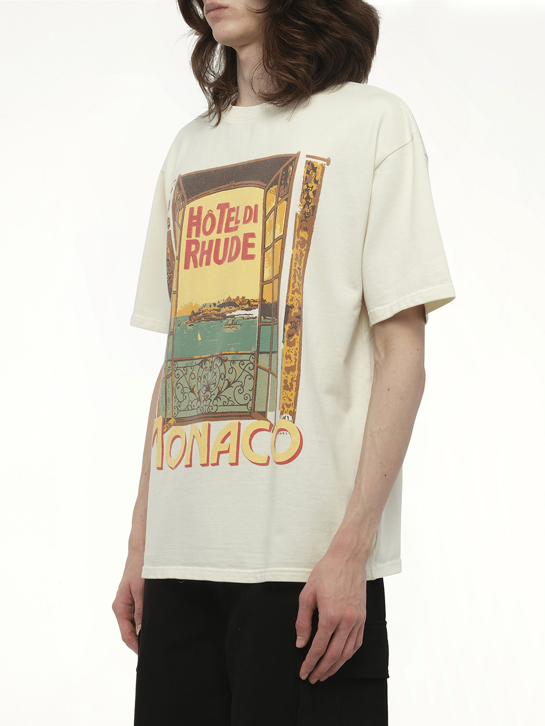 Rhude Hotel Di Monaco T-Shirt in Vintage White