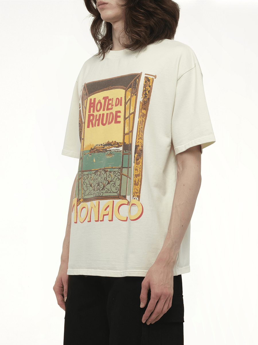 Rhude Hotel Di Monaco T-Shirt in Vintage White
