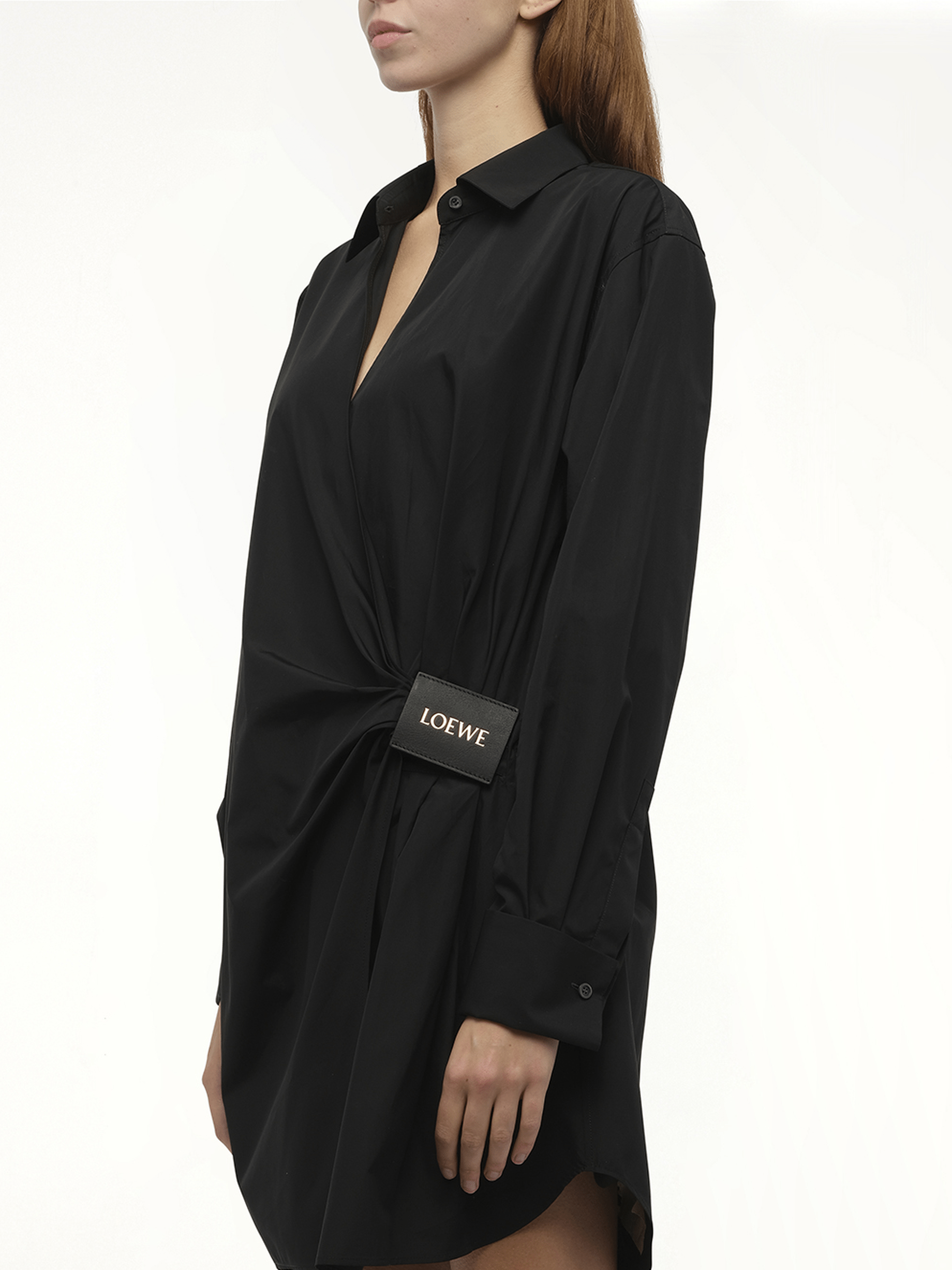 Loewe Draped Shirt Dress in Black