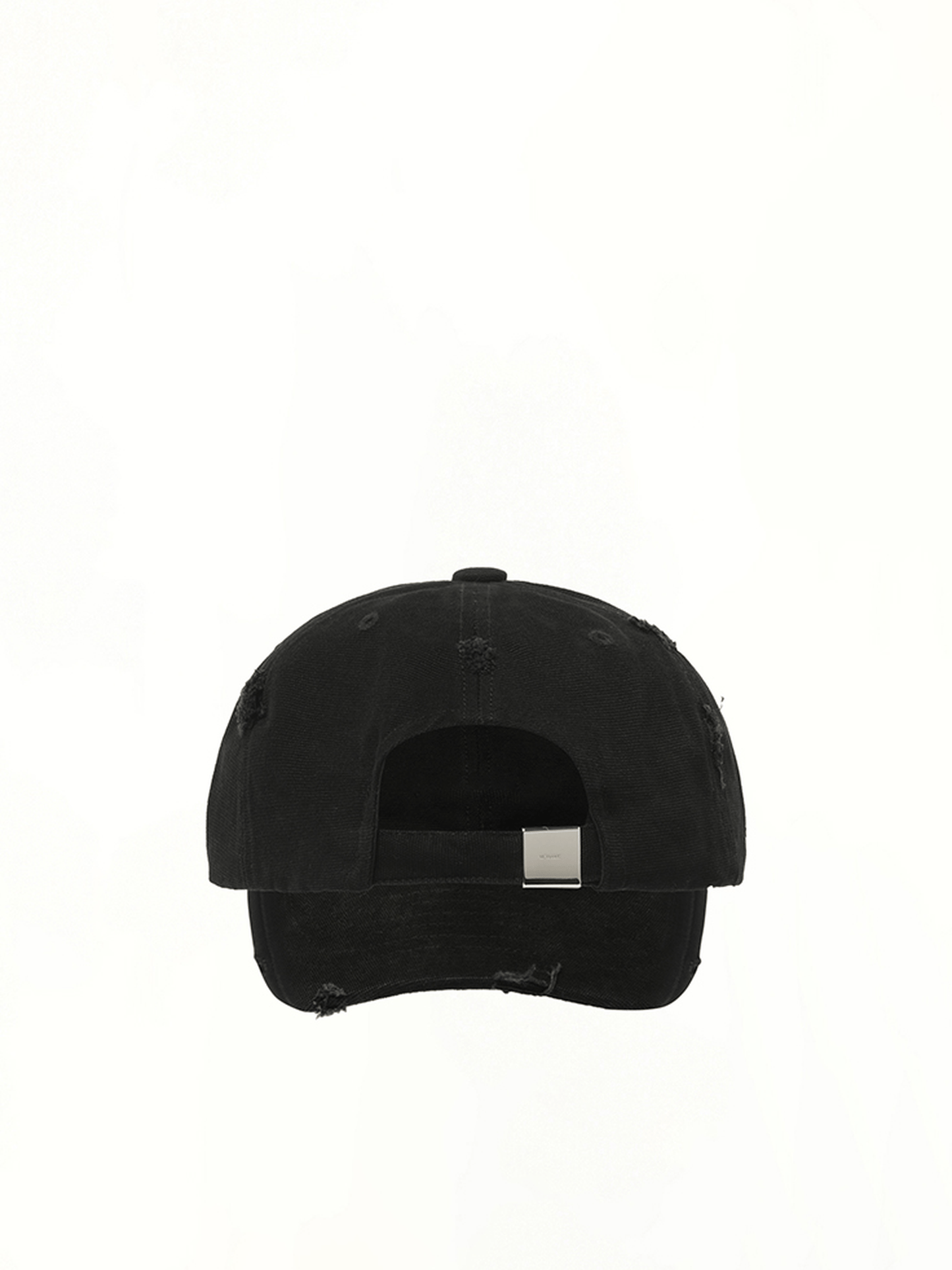 Distressed Logo Embroidered Cap in Black