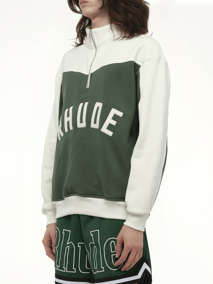 Rhude Rhude Monaco Half-Zip Sweatshirt in Hunter Green/Cream