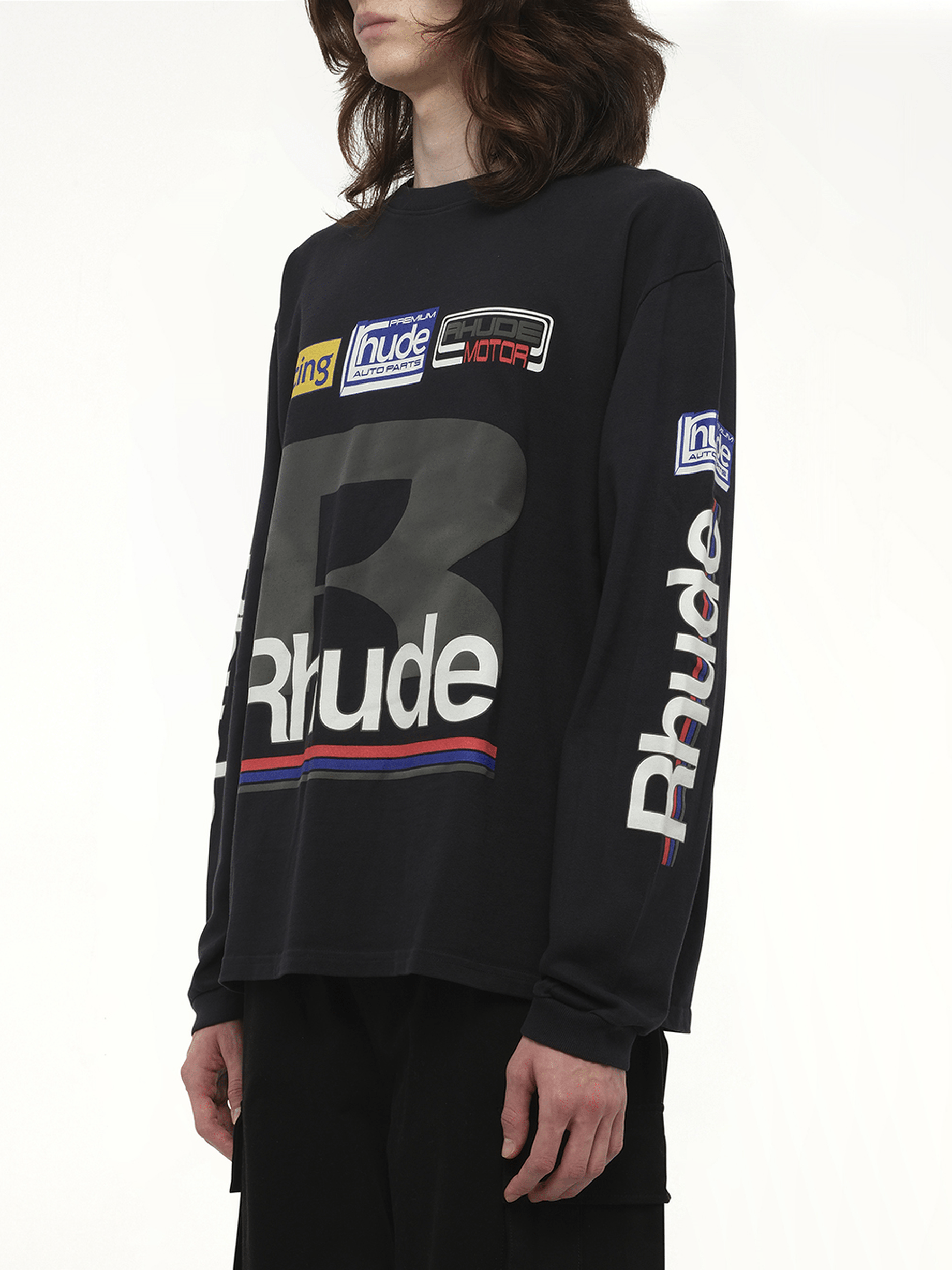Rhude Petrol Patch Long Sleeve T-Shirt in Vintage Black