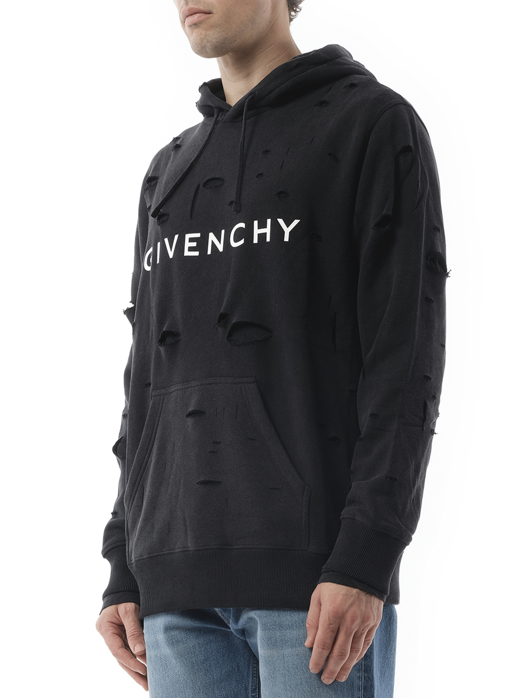 Givenchy Archetype Hoodie with Destroyed Effect in Faded Black