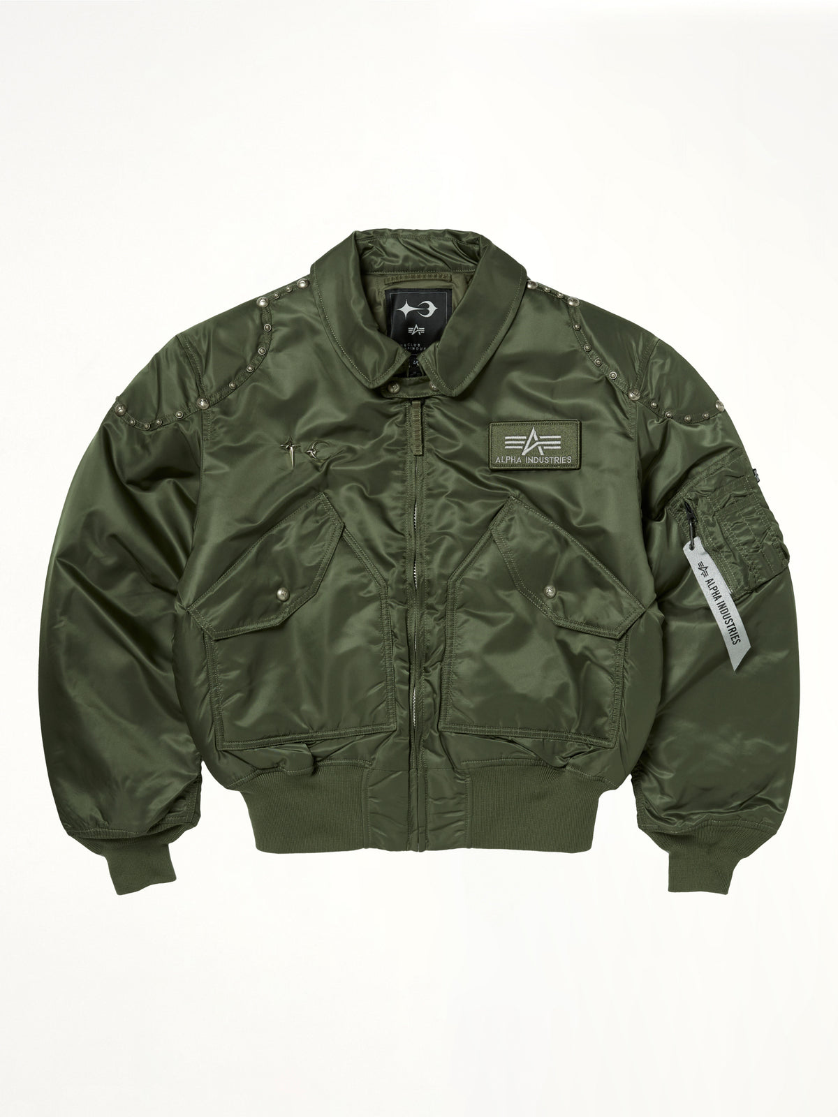 TC x Alpha Industries 봄버 재킷 (리벳 버전) 세이지