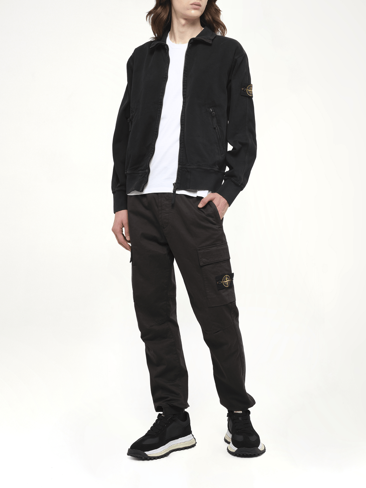 610005 Giubbotto Zip Up Cardigan in Black