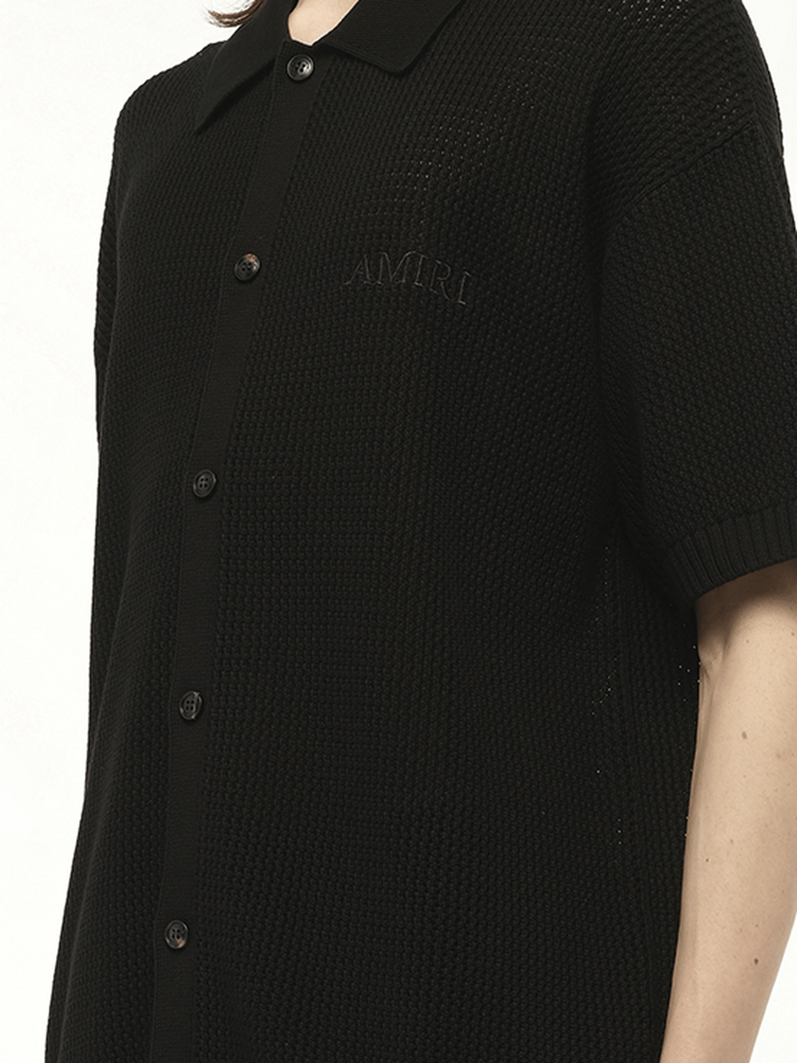 Amiri Crochet Mesh Shirt in Black