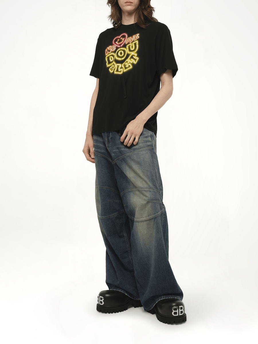 Big Doublet Neon Paint Fan Service T-Shirt in Black