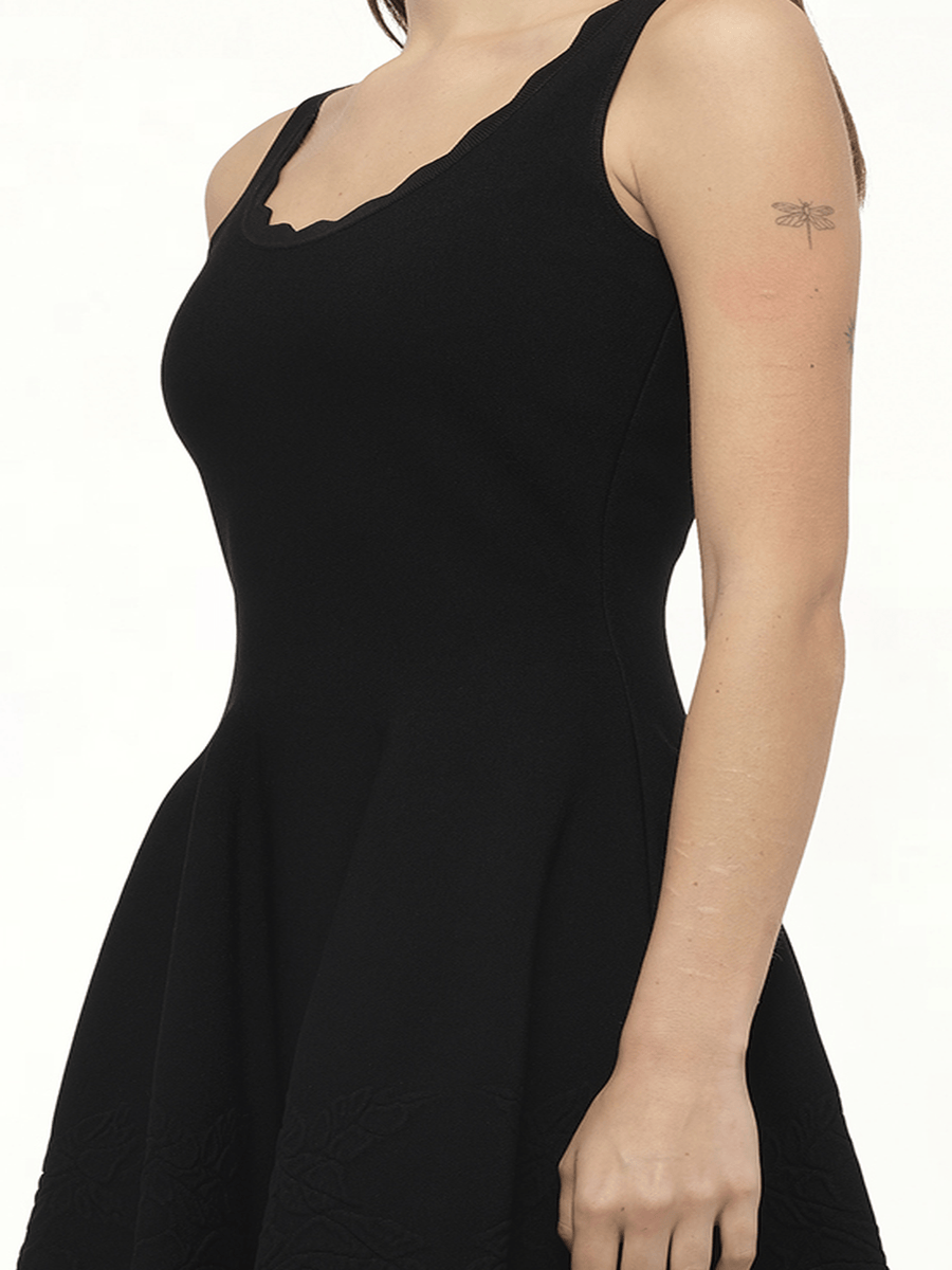 Emb Rose Mini Dress in Black