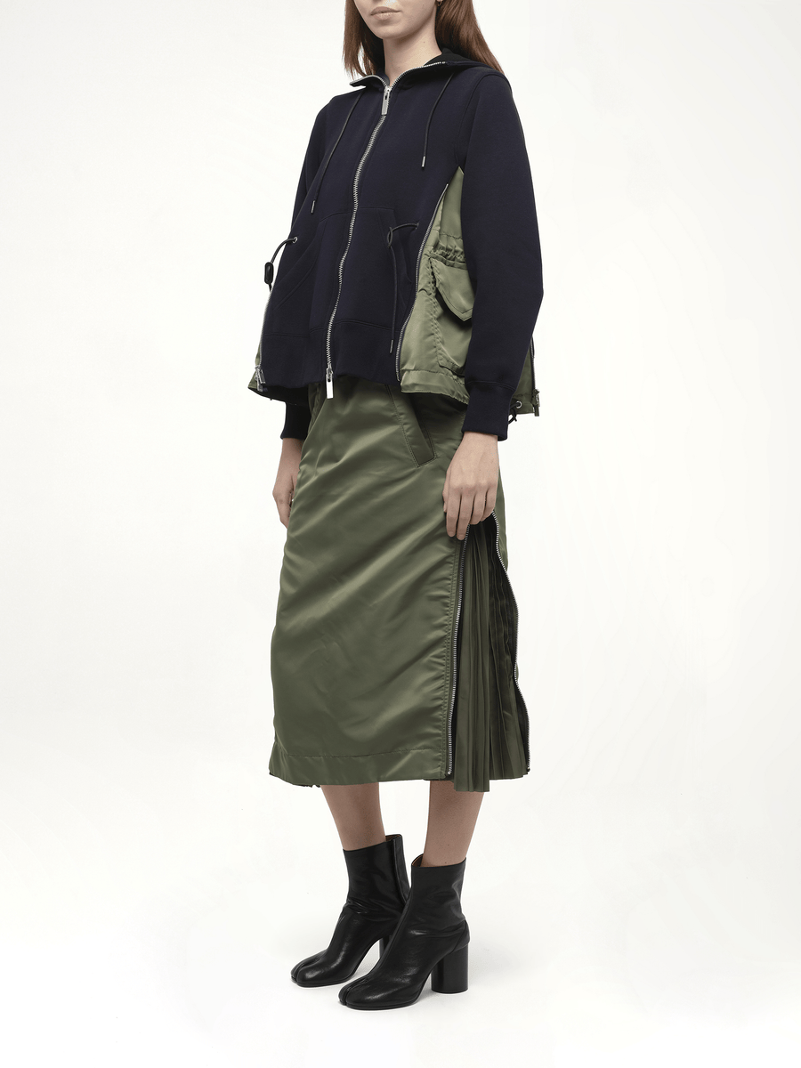 Sponge Sweat Nylon Twill Hoodie in Navy/Khaki