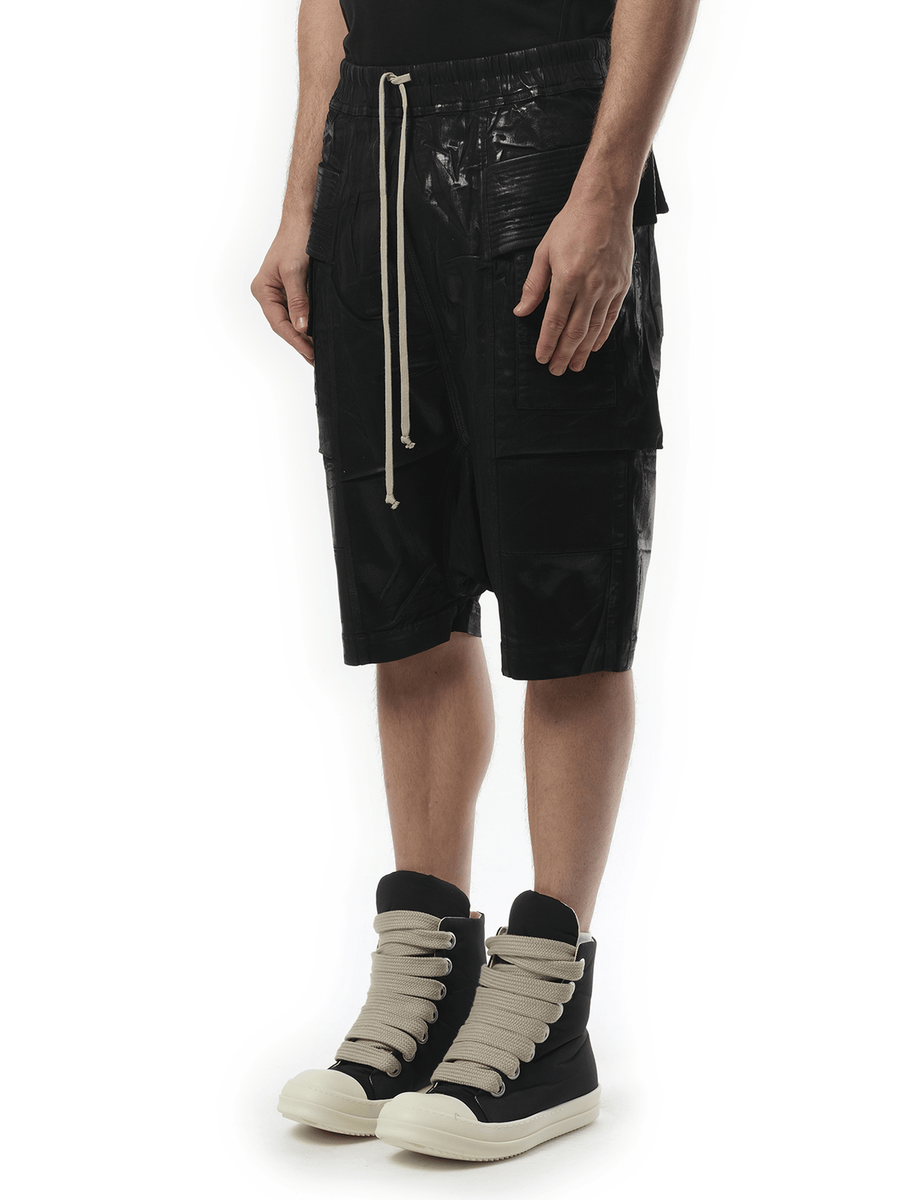 Rick Owens Drkshdw Foil Denim Creatch Cargo Pods in Black