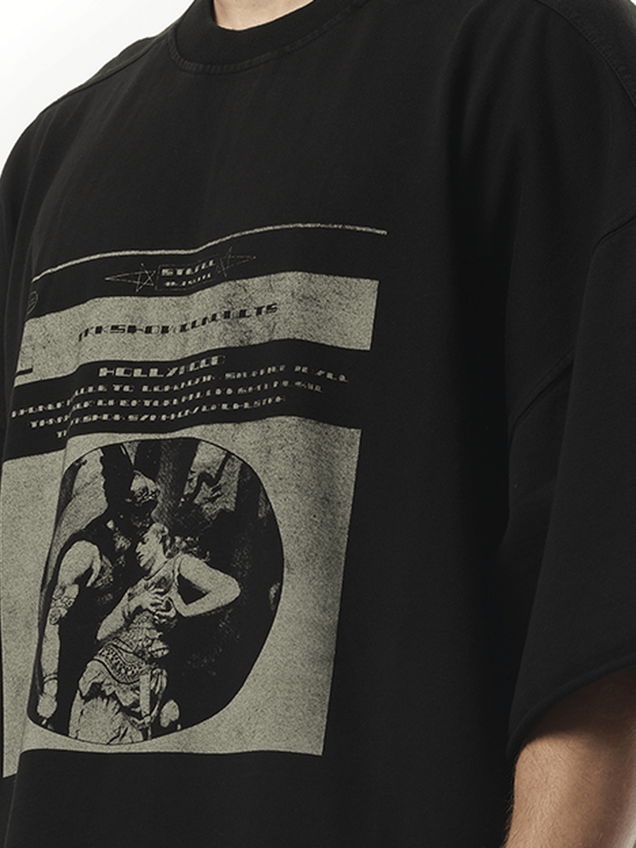 Rick Owens Drkshdw Opera Print Tommy T in Black/Pearl