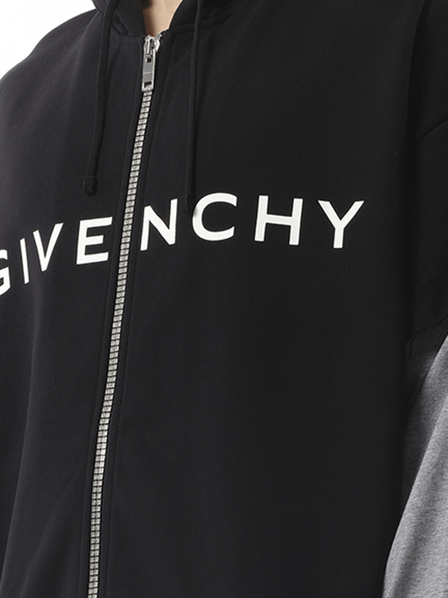 Givenchy Jersey Multi Layer Hoodie in Black/Grey