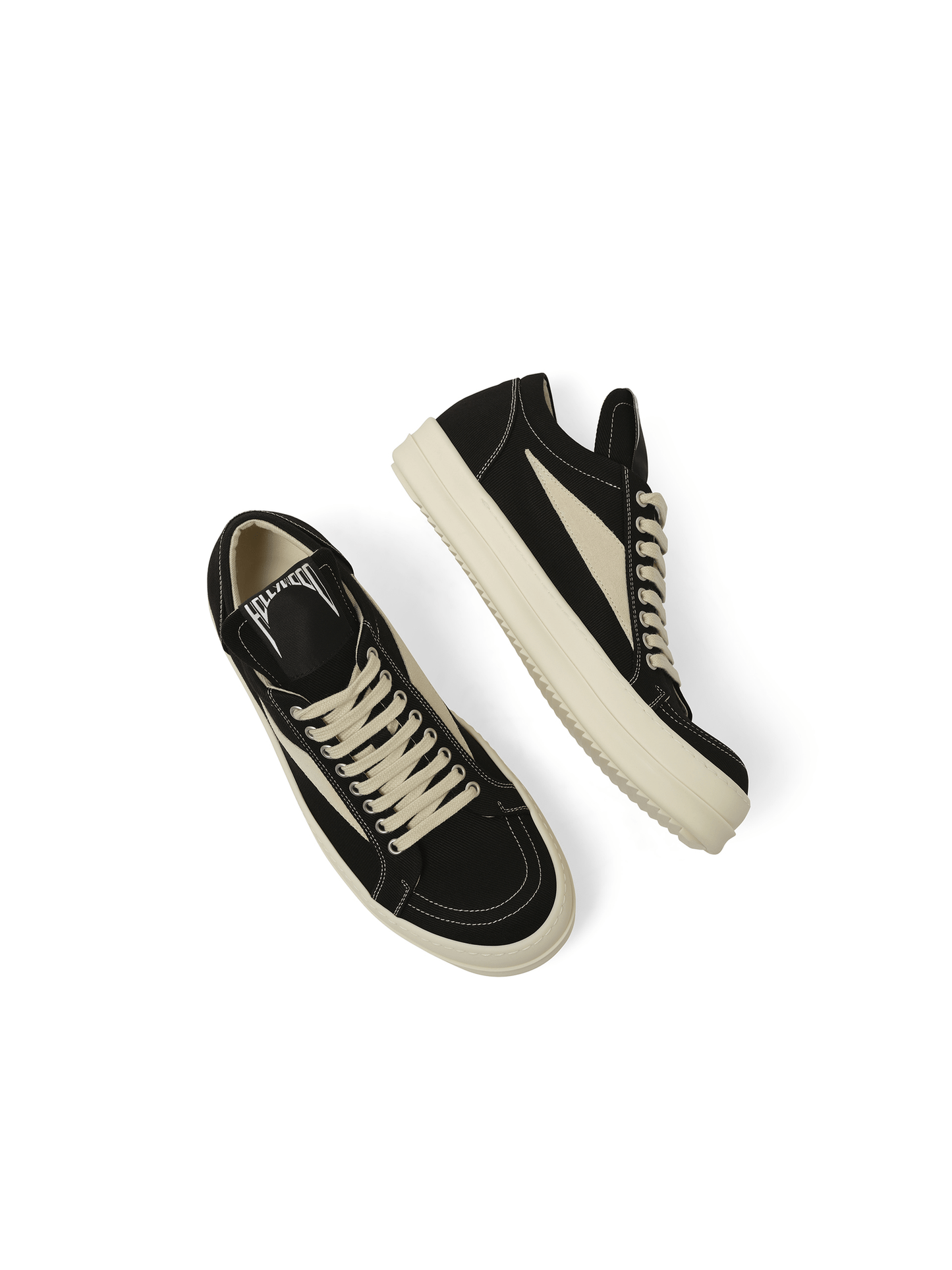 Rick Owens Drkshdw Hollywood Vintage Sneaks in Black/Milk
