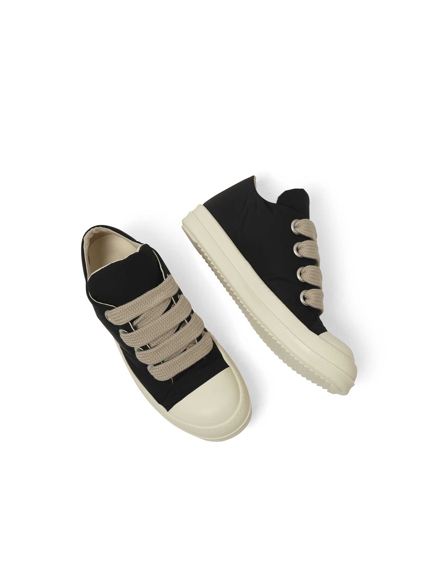 Rick Owens Drkshdw Jumbo Lace Puffer Low Sneaker in Black/Milk/Milk