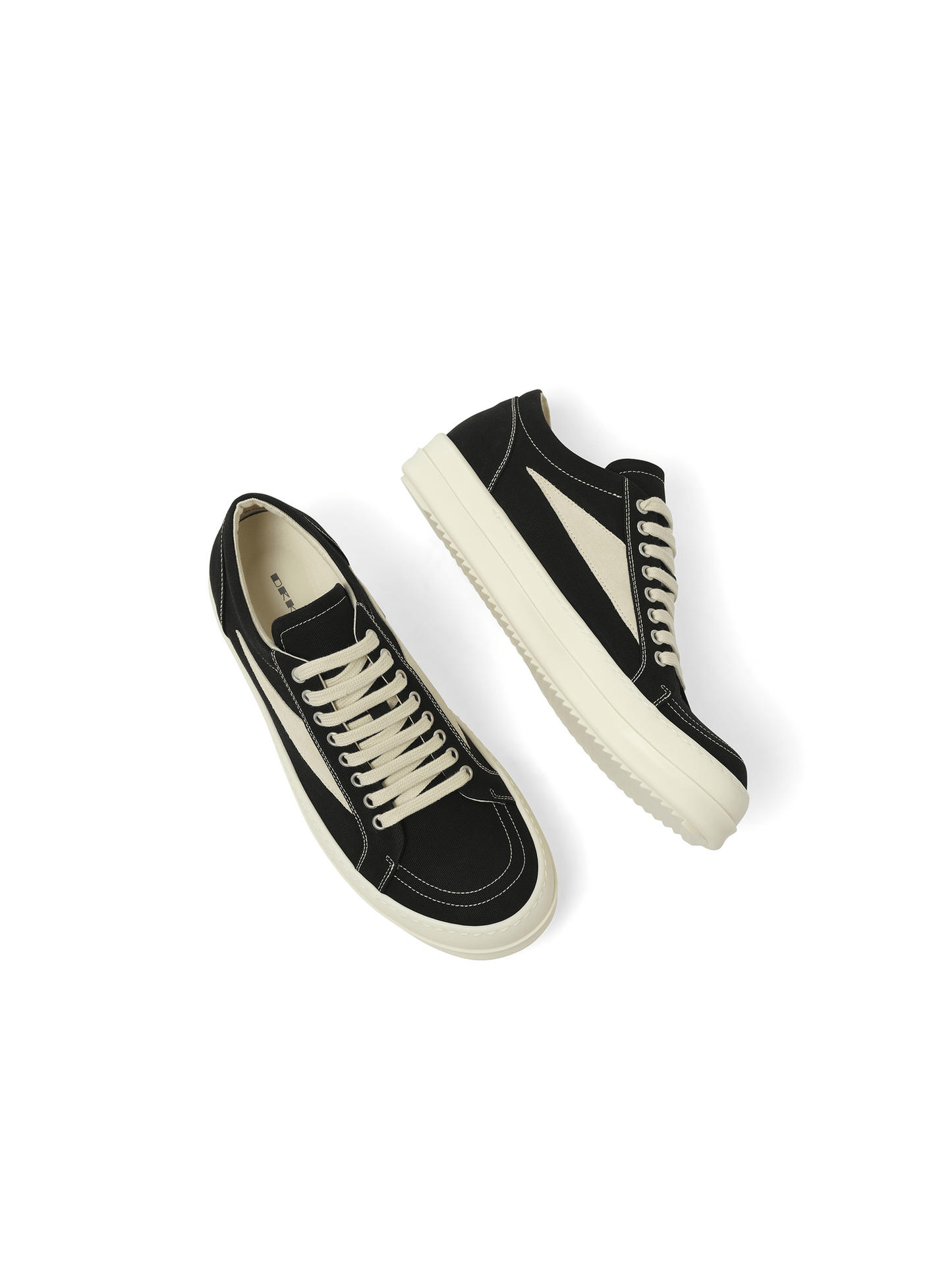 Rick Owens Drkshdw Vintage Sneaks in Black/Milk