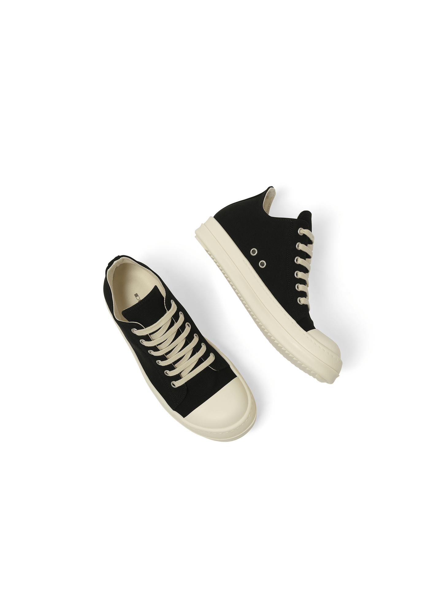 Rick Owens Drkshdw Canvas Low Sneaks in Black/Milk