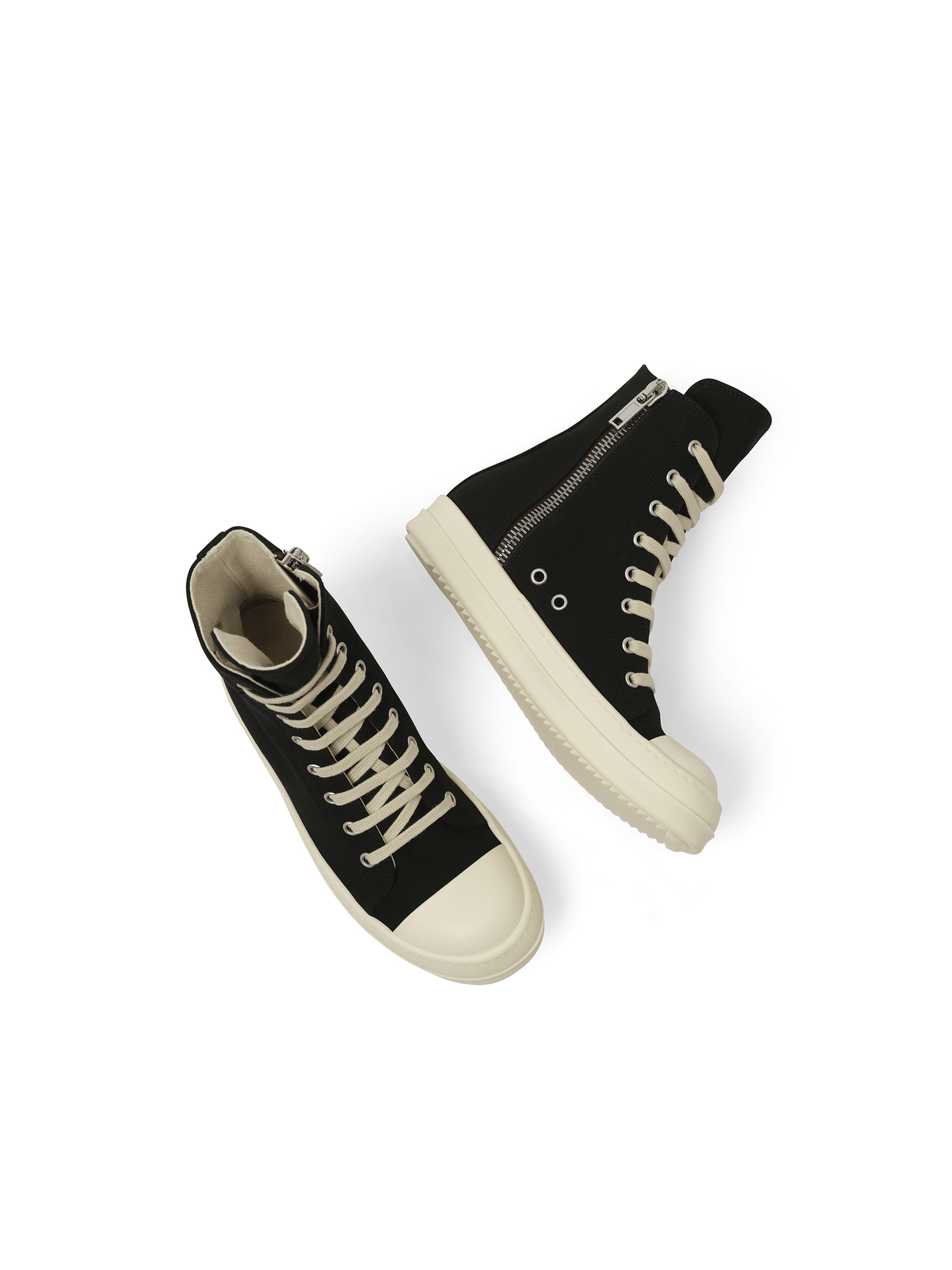Rick Owens Drkshdw Canvas Sneaks in Black/Milk