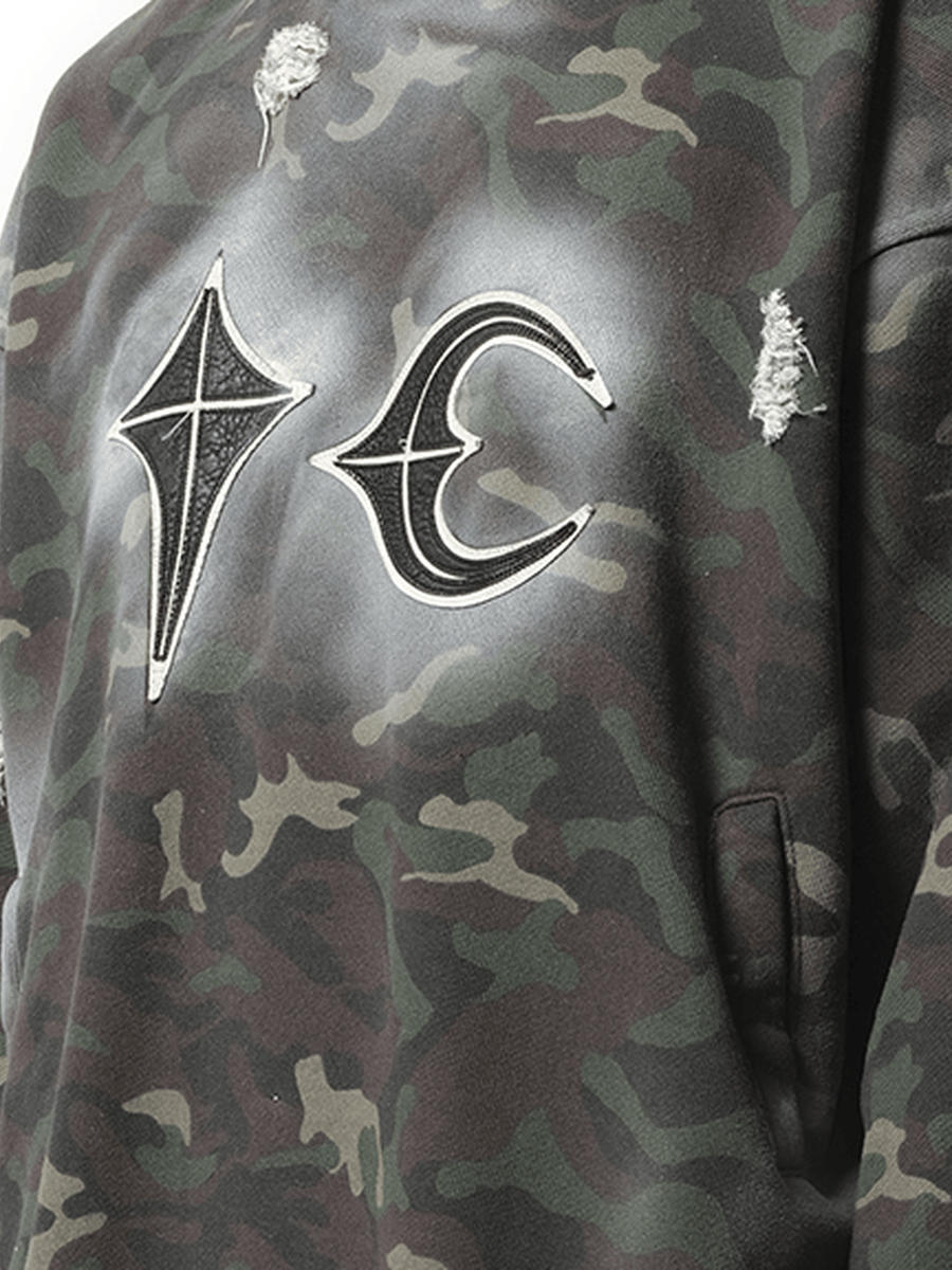 Thug Club Sprayed Camoflage Rock Hoodie in Camo