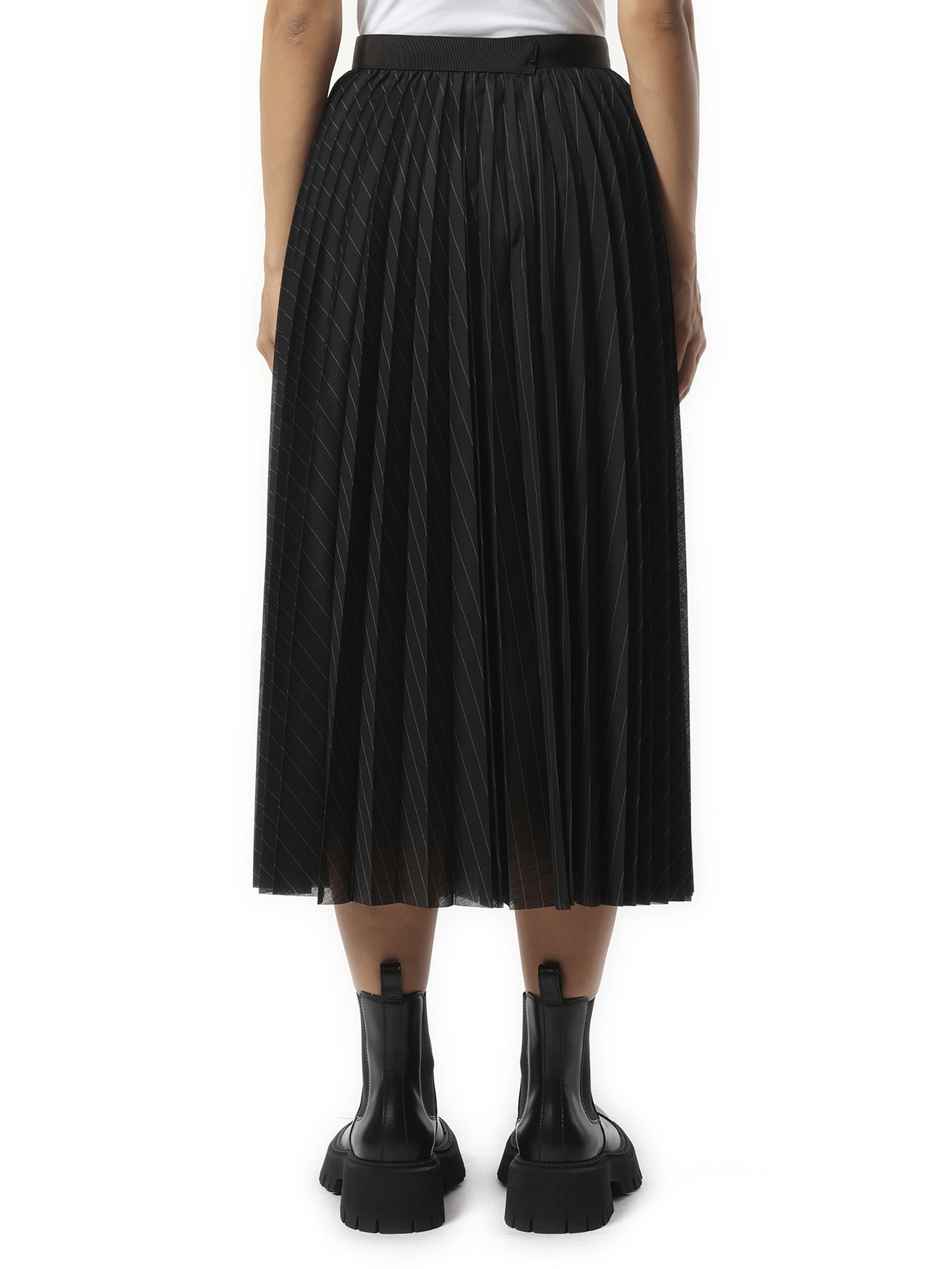 Sacai Spun Organza Skirt in Black Stripe