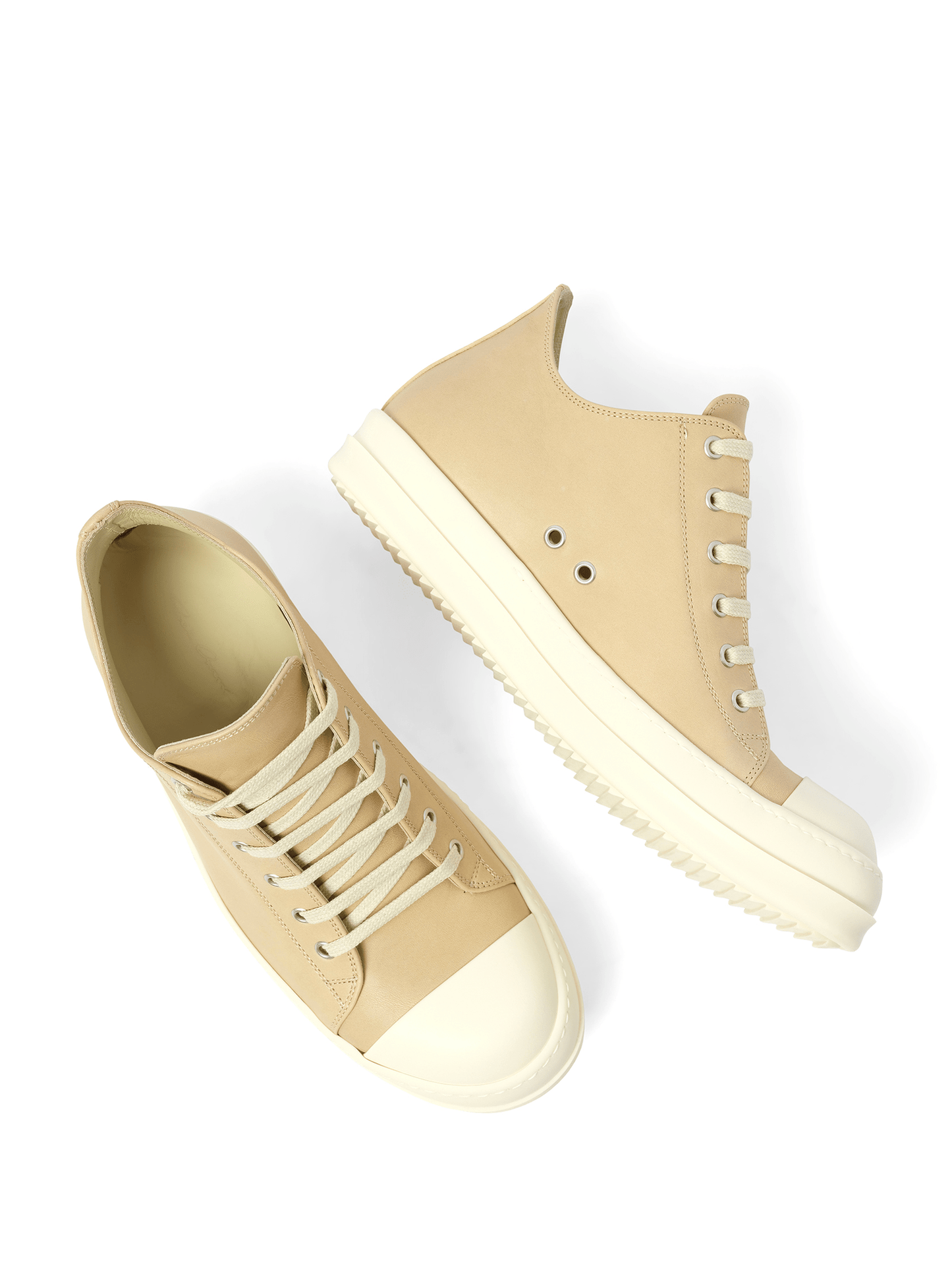 Rick Owens Low Sneaks in Parchment/Milk