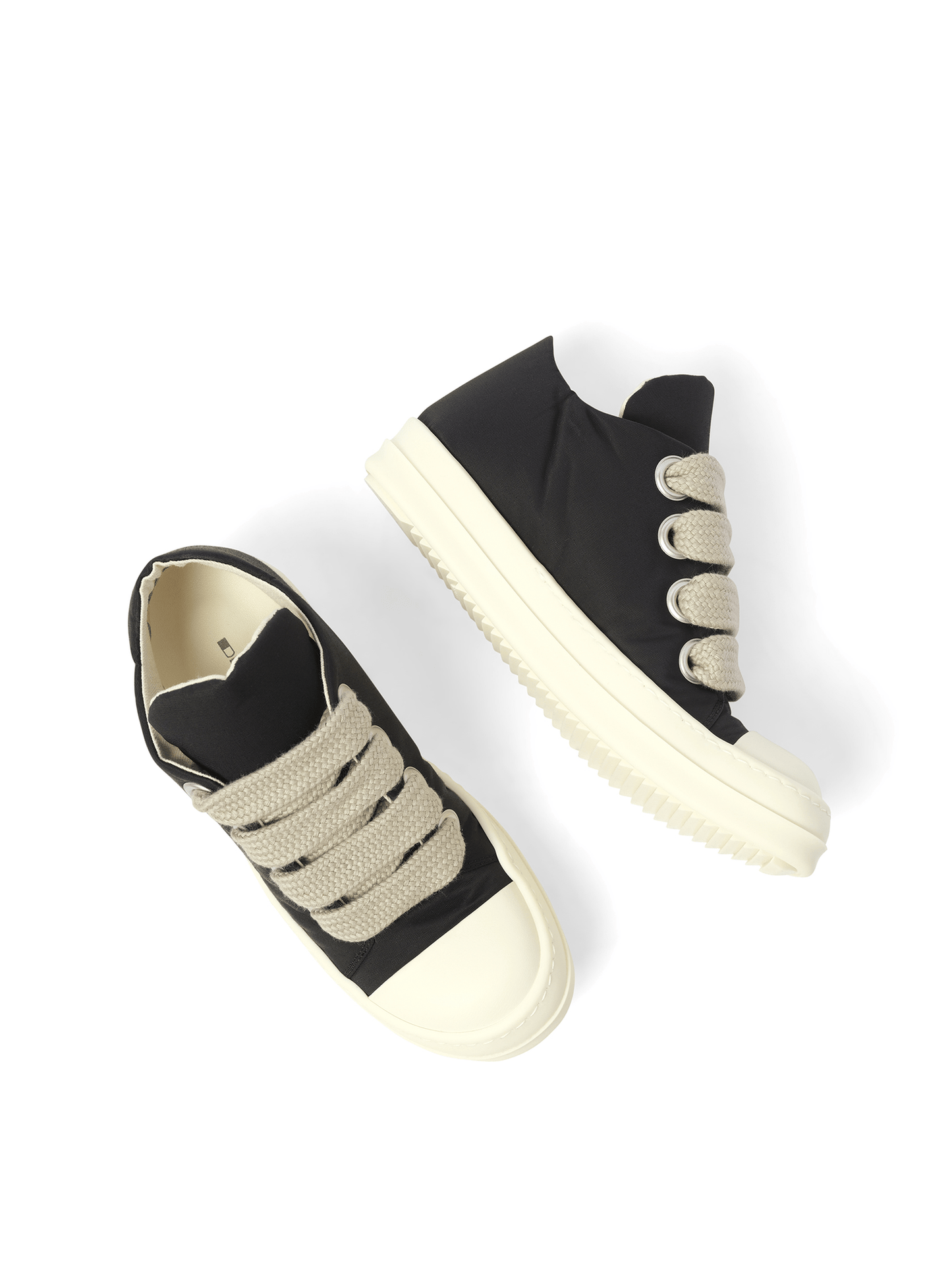 Rick Owens Drkshdw Jumbo Lace Puffer Low Sneaks in Black/Milk