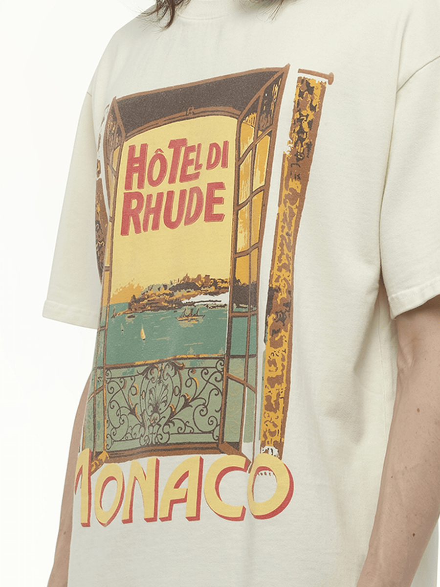 Rhude Hotel Di Monaco T-Shirt in Vintage White