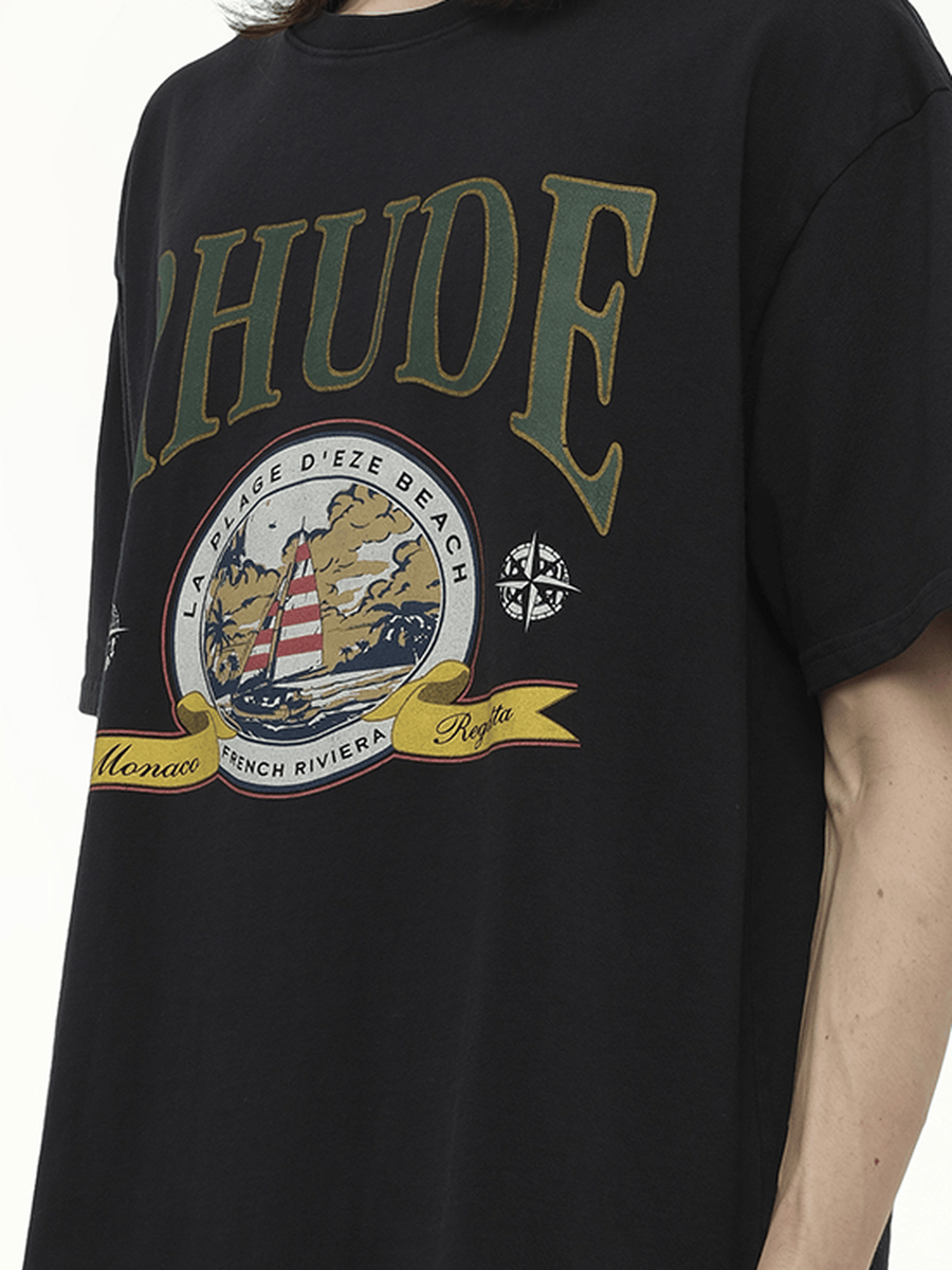 Rhude Monaco Regatta T-Shirt in Vintage Black