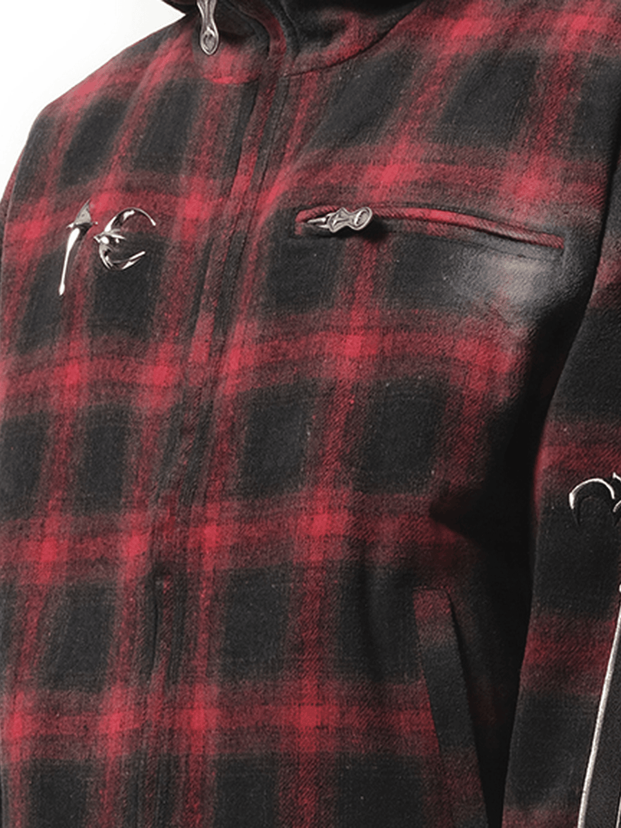 Thug Club Arab Sword Flannel Zip-up Jacket in Red