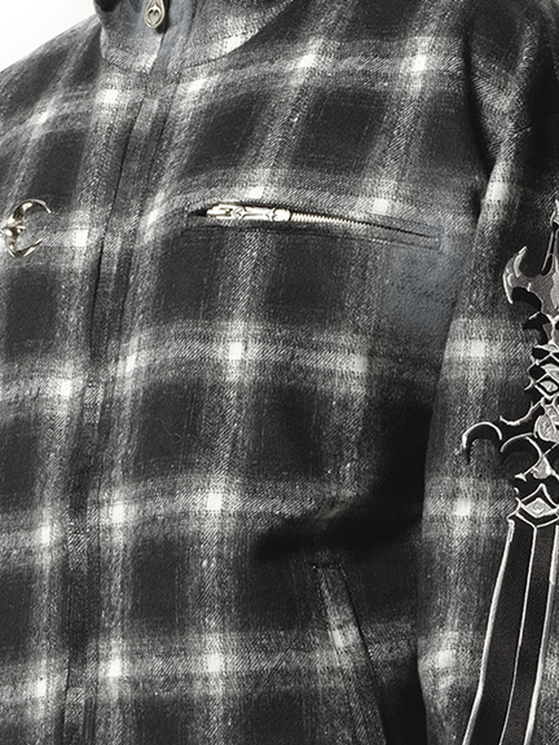 Thug Club Arab Sword Flannel Zip-up Jacket in Black