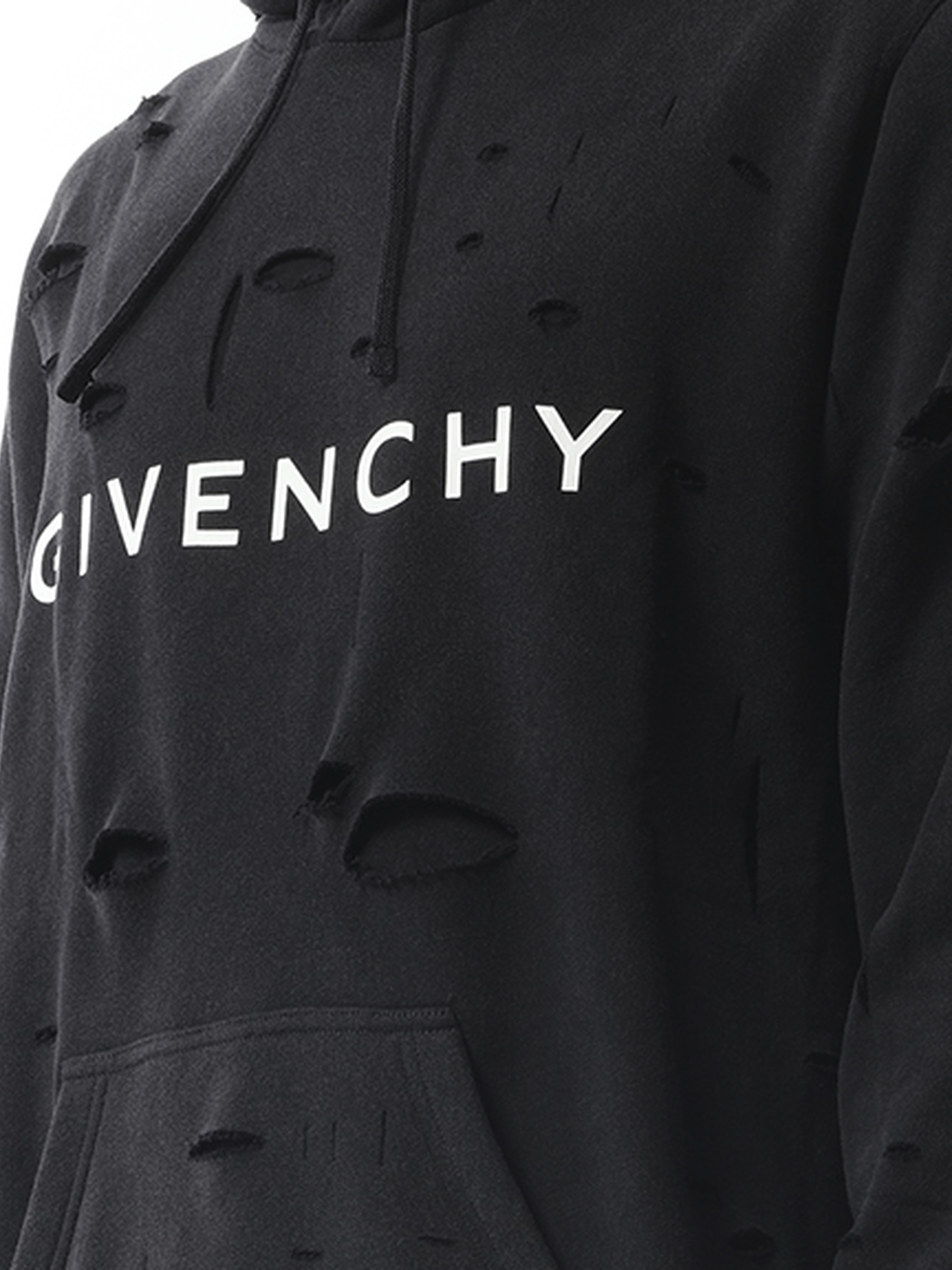 Givenchy Archetype Hoodie with Destroyed Effect in Faded Black