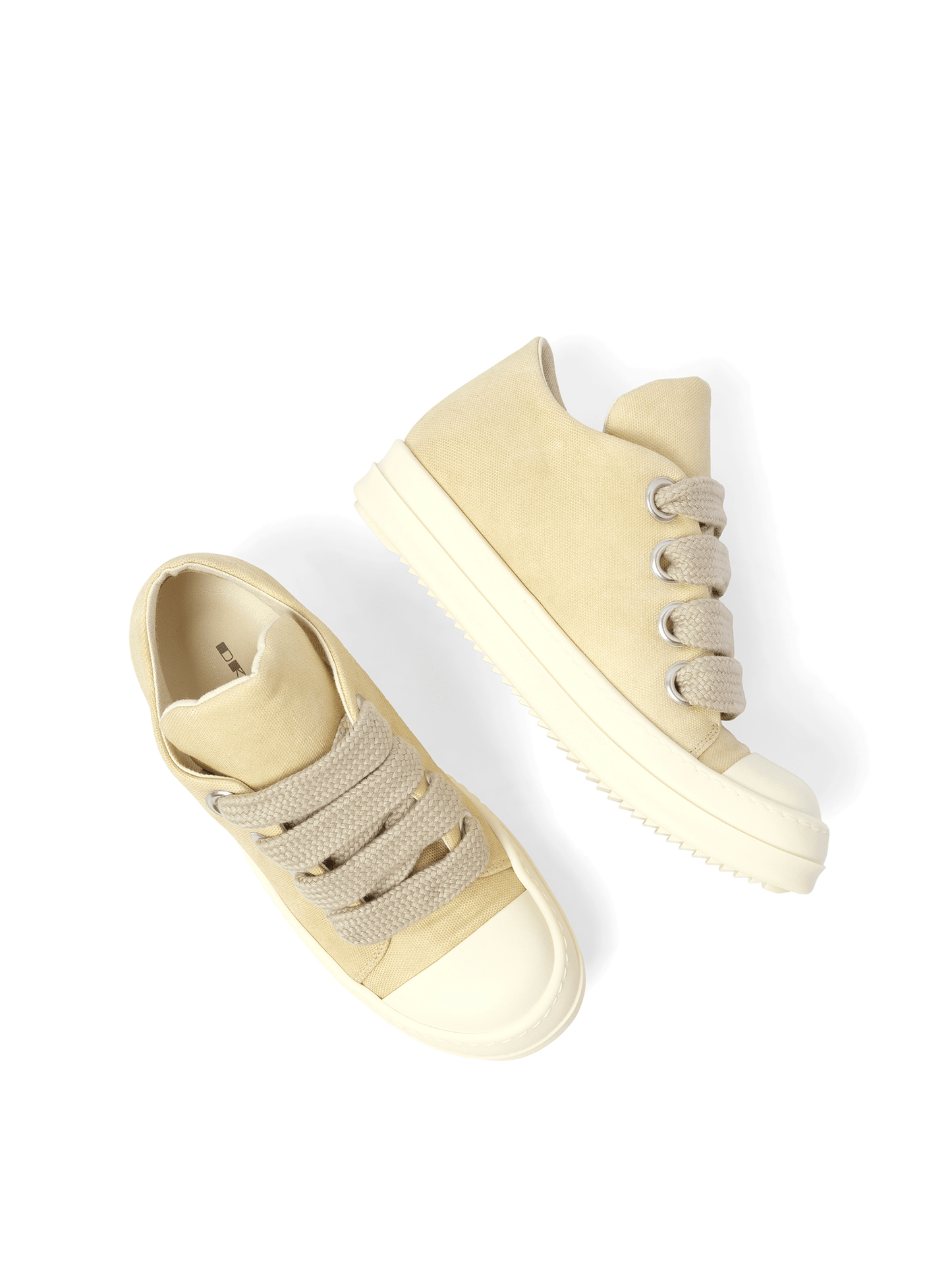 Rick Owens Drkshdw Jumbo Lace Puffer Low Sneaks in Parchment/Milk