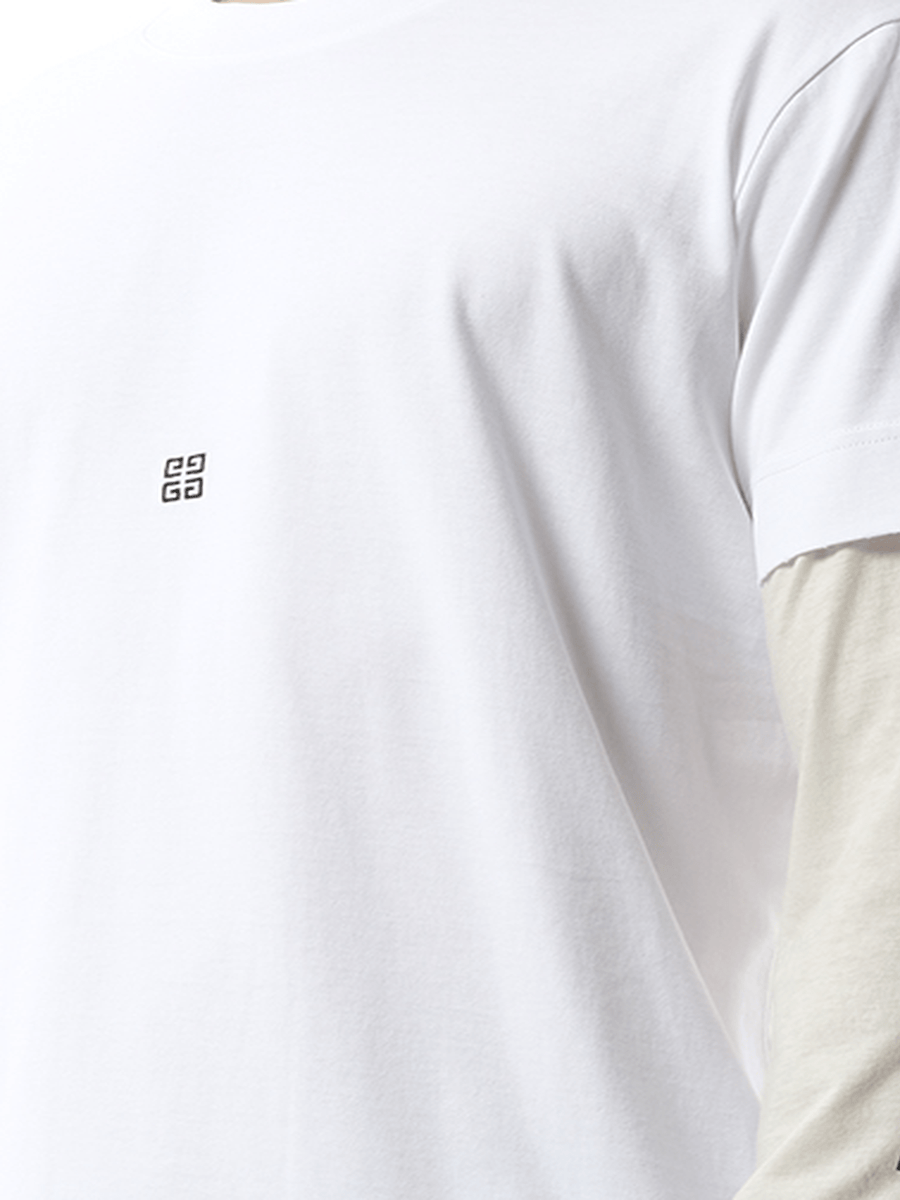 Givenchy Multi Layer Jersey Long Sleeve T-Shirt in White/Ecru