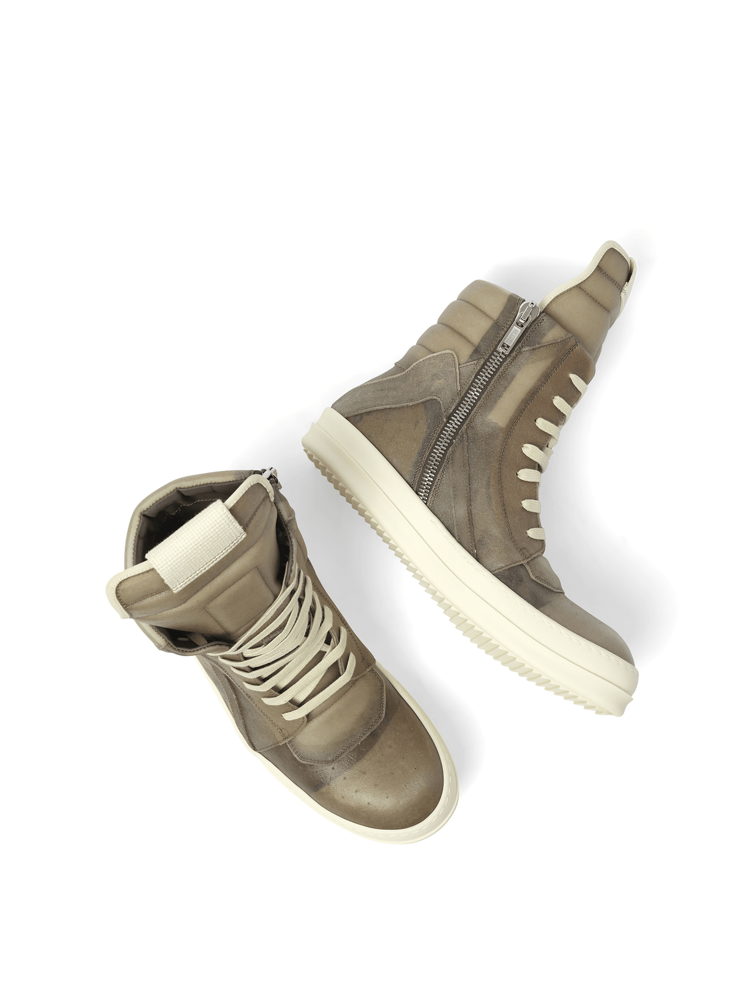 Rick Owens Geobasket Transparent Leather Sneaker in Dust/Milk
