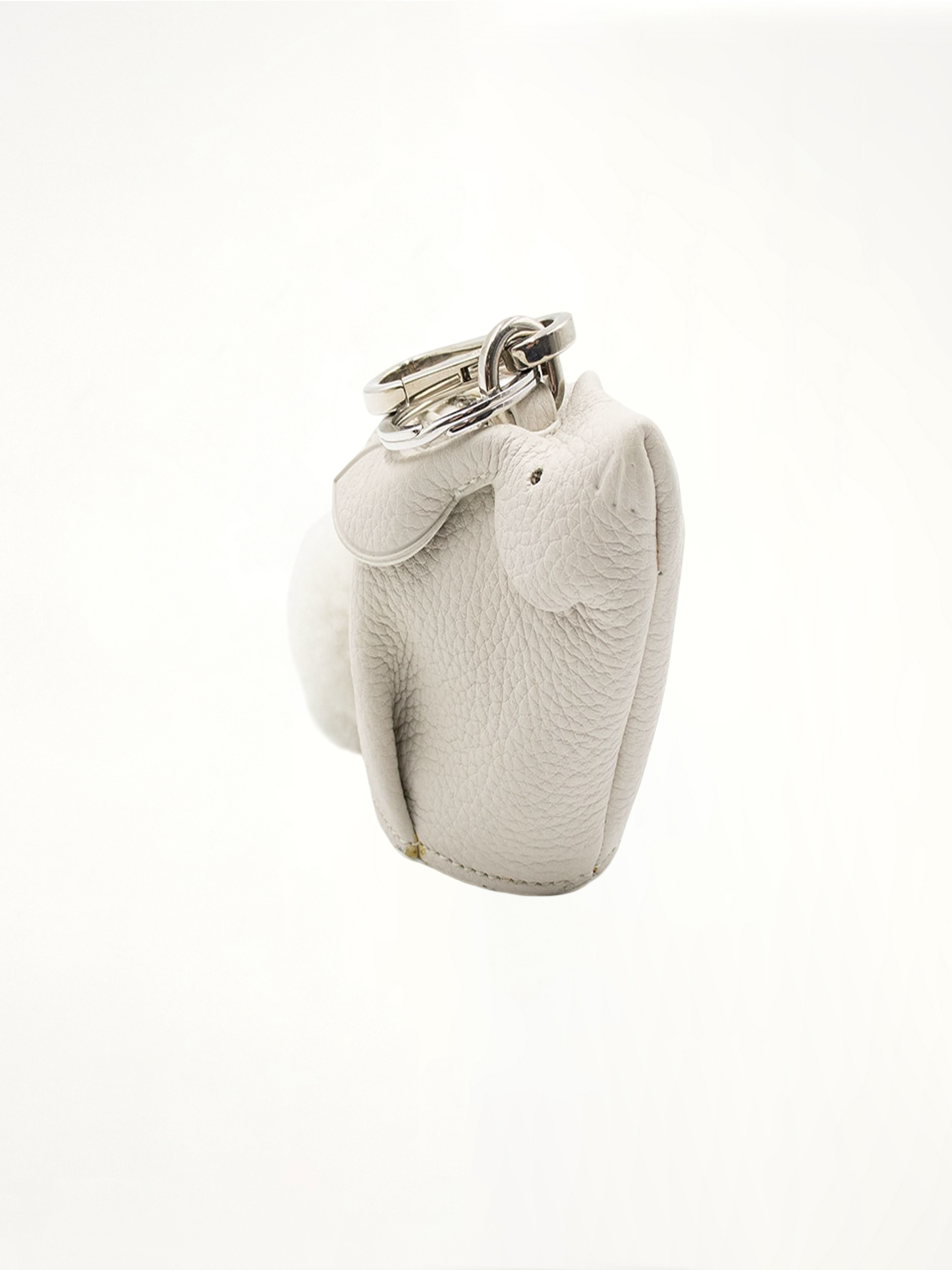 Bunny Charm in Soft Grained Calfskin in White