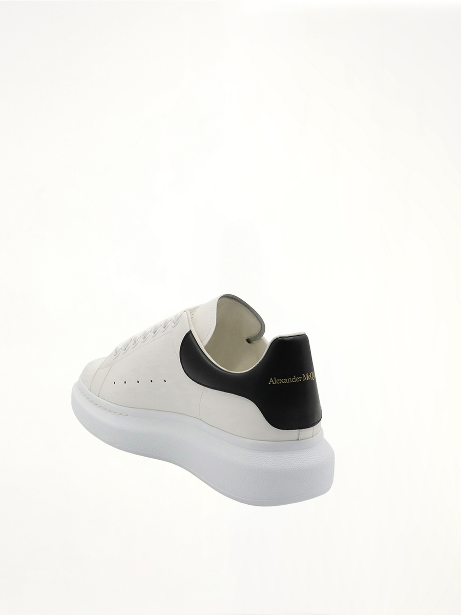 Larry Oversized Sneaker in White/Black Back View | ALEXANDER MCQUEEN