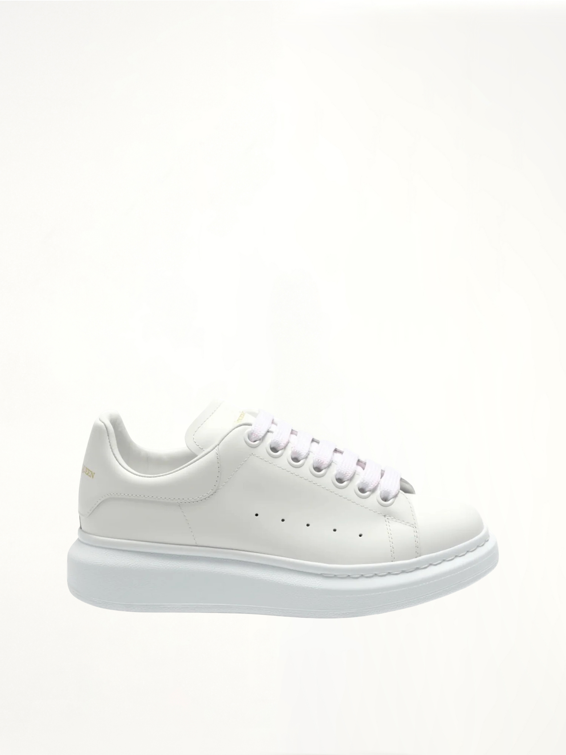 Larry Oversized Sneakers in White/White Side View | ALEXANDER MCQUEEN