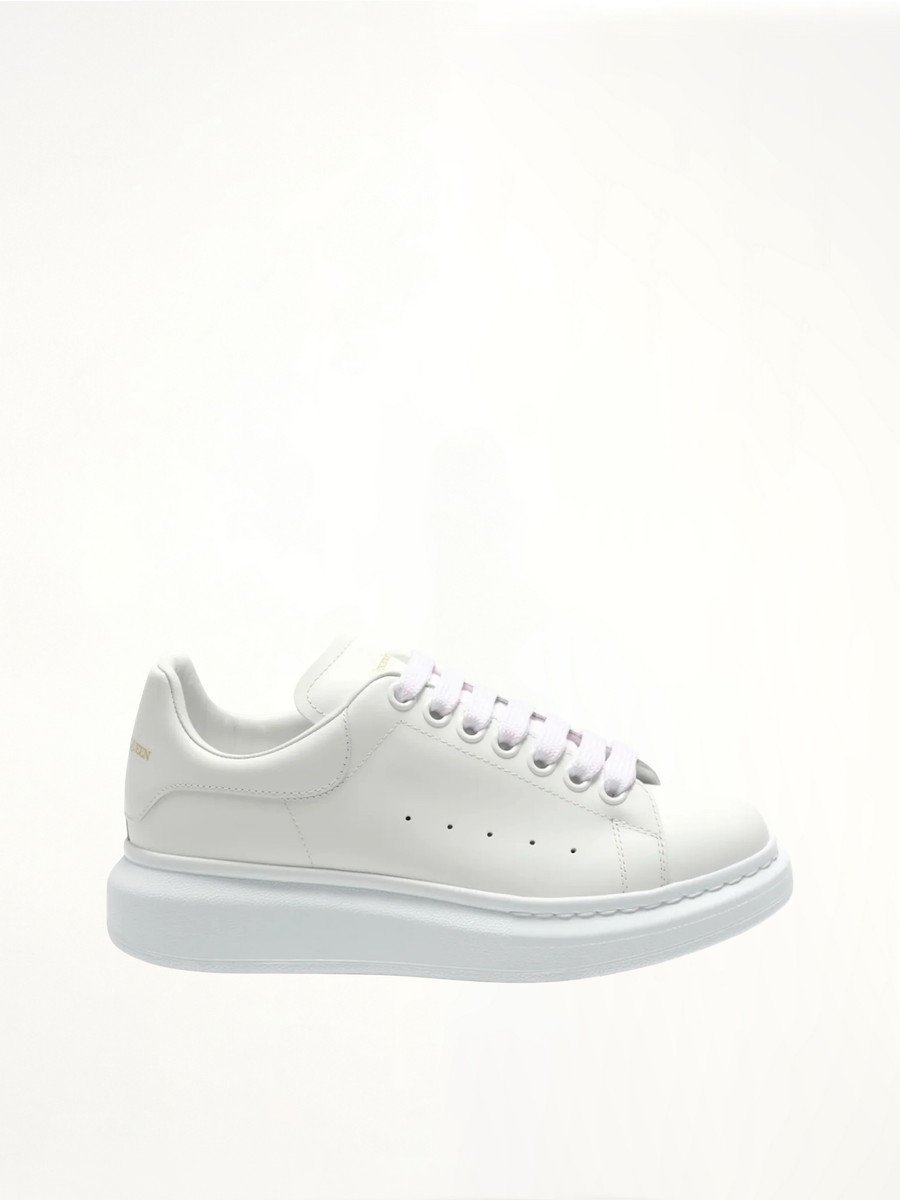 Larry Oversized Sneakers in White/White Side View | ALEXANDER MCQUEEN