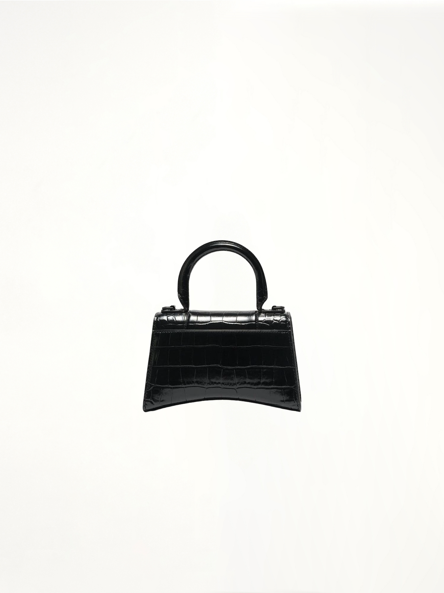Hourglass XS Croco Embossed Bag in Black