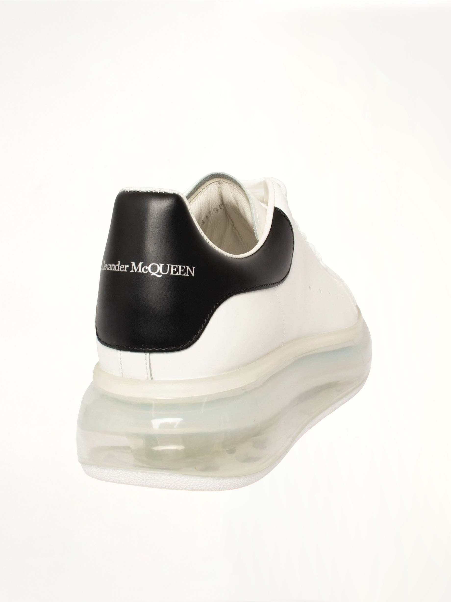Larry Transparent Sole Sneaker in White/Black Top View | ALEXANDER MCQUEEN