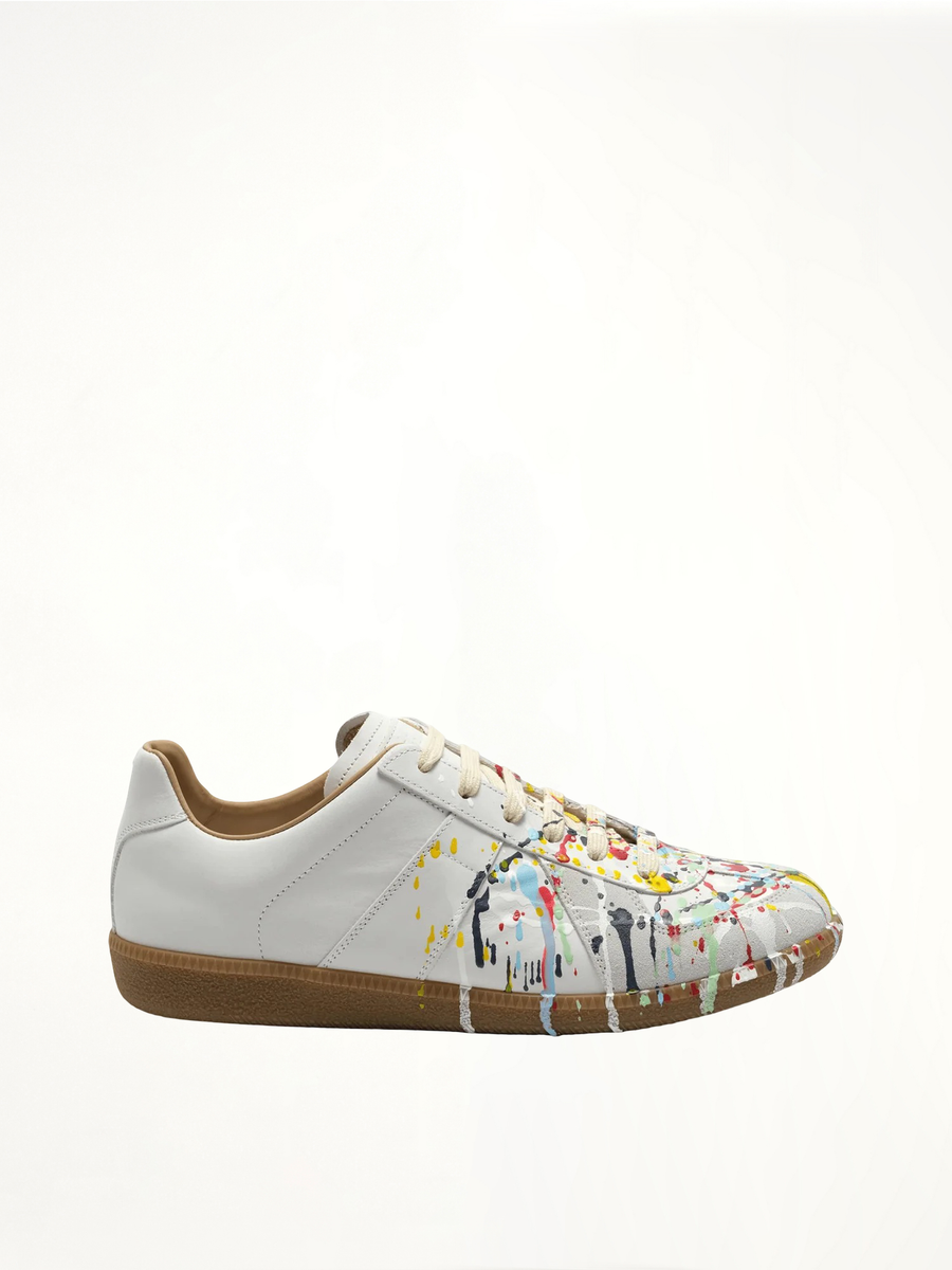 Replica Paint Splatter Sneaker in White Side View | MAISON MARGIELA