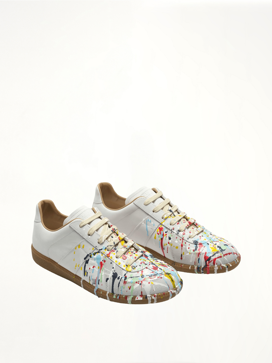Replica Paint Splatter Sneaker in White Front View | MAISON MARGIELA