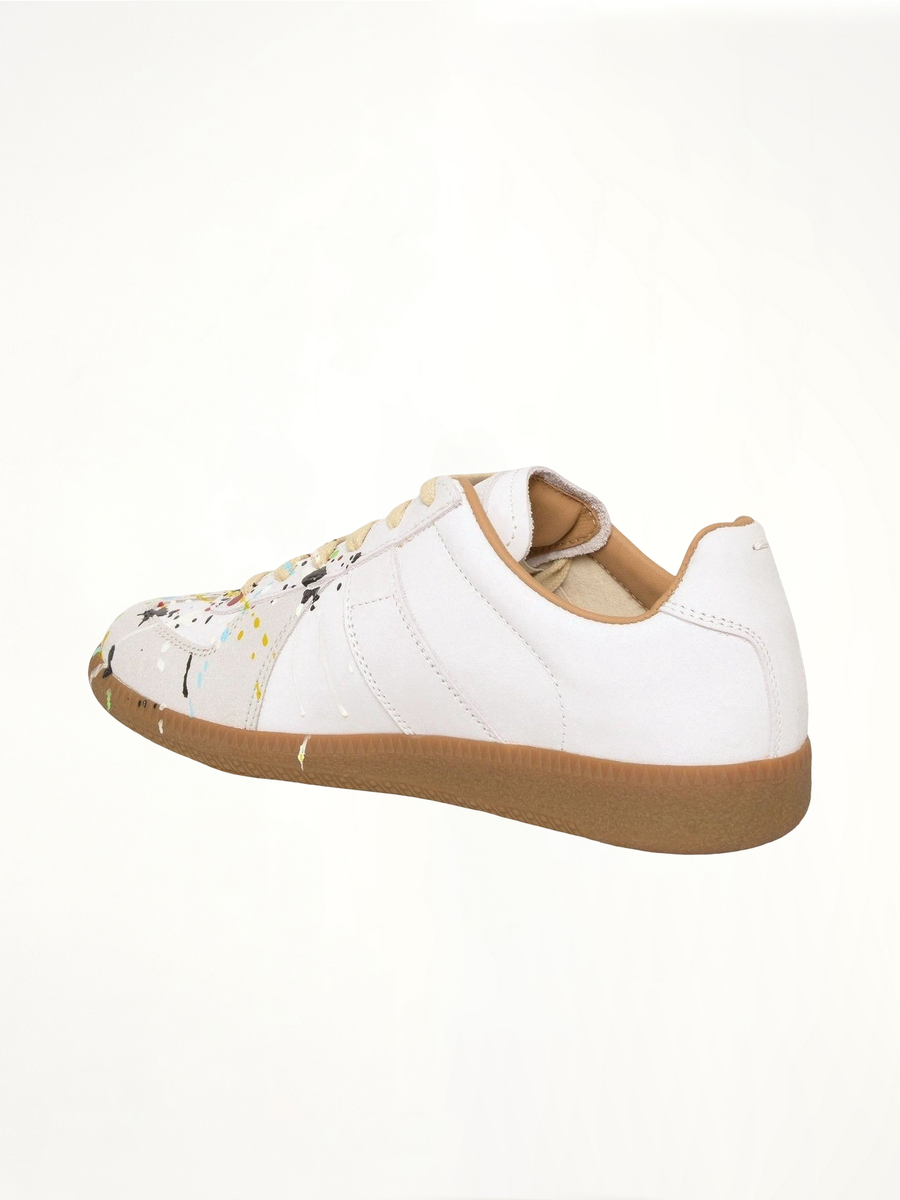 Replica Paint Splatter Sneaker in White Back View | MAISON MARGIELA